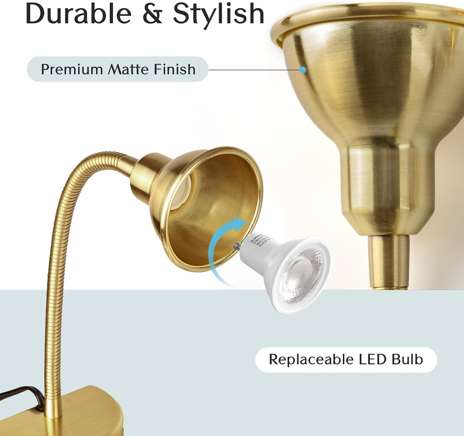 Patented Innovative Design Headboard Reading Light. No Drilling Golden Book Light for Bedtime Reading. Dimmable LED