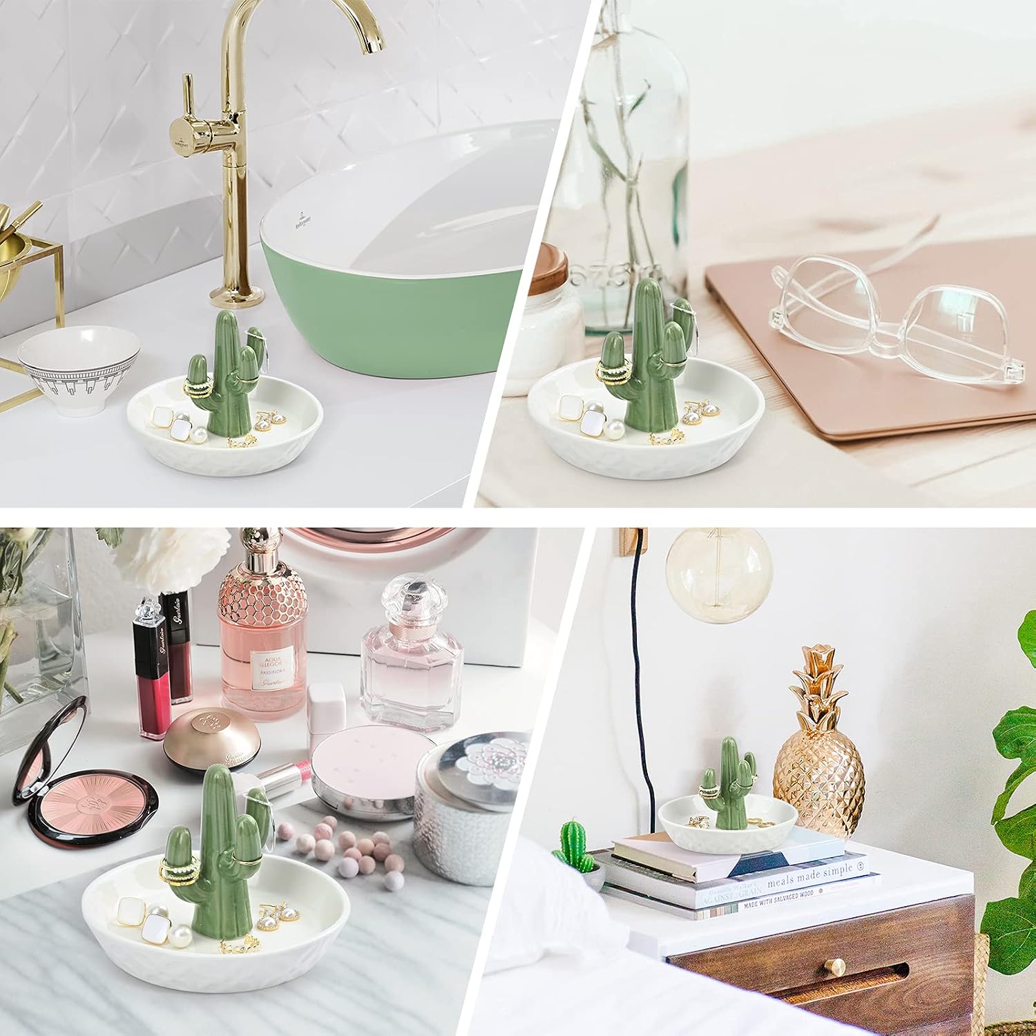 Ceramic Cactus Ring Holder Cactus Ring Dish for Jewelry Cactus Decor for Friend Sister Birthday