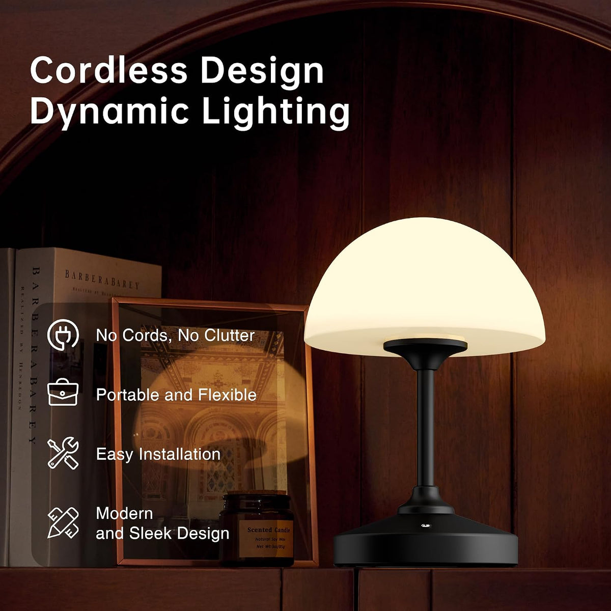 Mushroom Lamp Cordless Lamp Table Lamp,Outdoor Waterproof Shower Lamps,5000mAh Rechargeble Battery Operated Dimmable