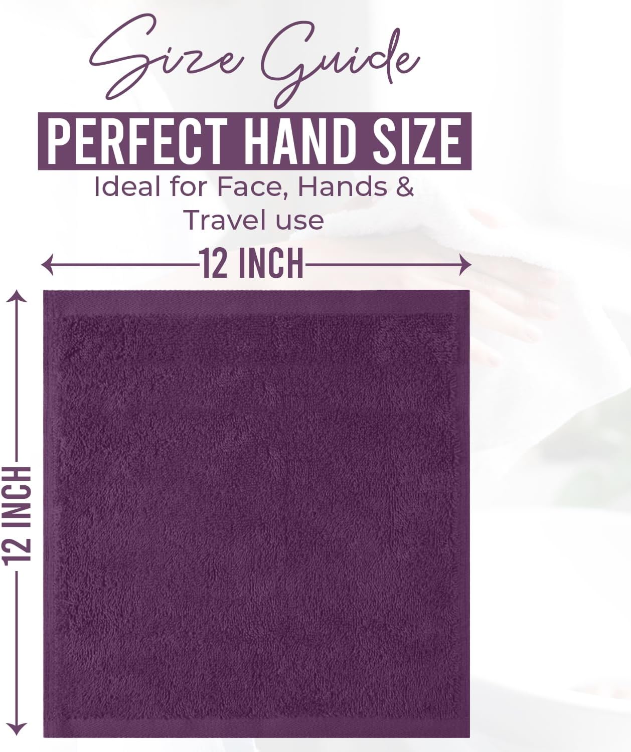 DAN RIVER 24 Pack Cotton Wash Cloths Set for Showering [12x12] Purple | Lighter Weight, Quick to Dry, Super Soft &