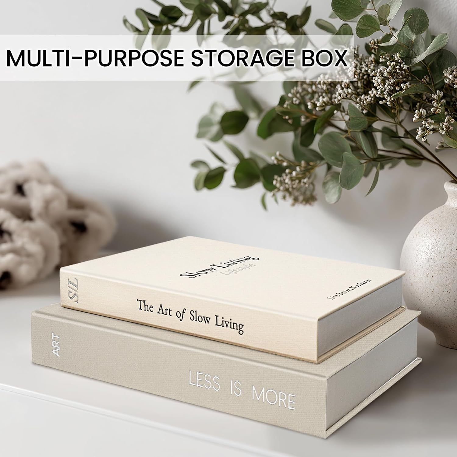 Minimalist Decorative Books / Griege-white / Set of 2