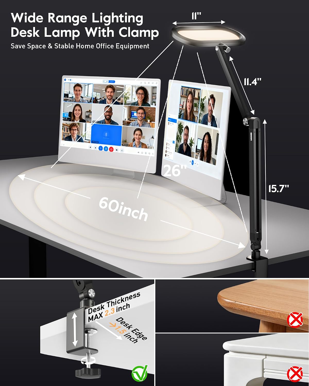 LED Desk Lamps for Home Office, Dual-Sided Soft Light with Stepless Remote | Eye-care, Flicker & Glare-Free, Memory