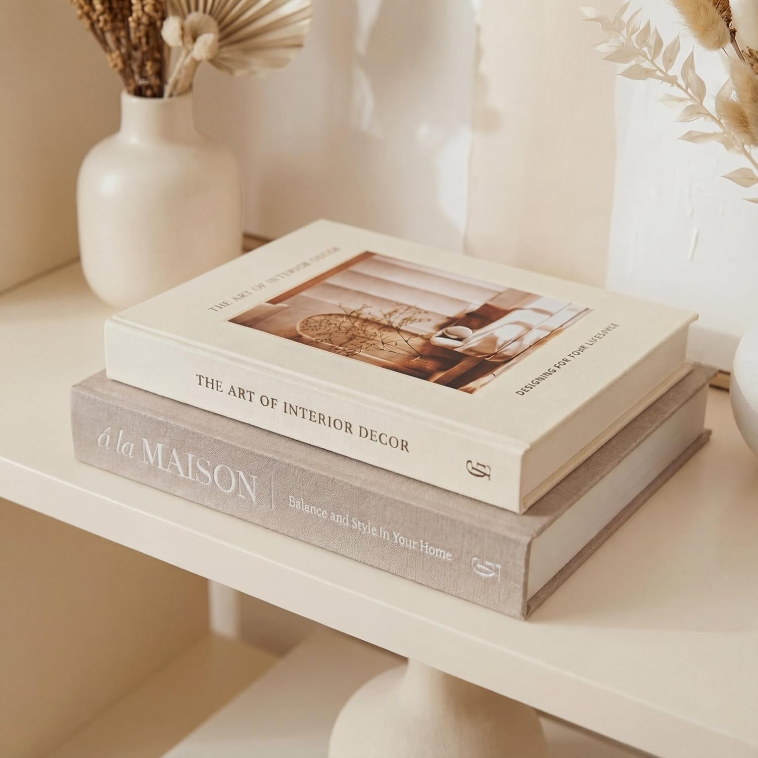 Linen Faux Book Storage Boxes / Set of 2