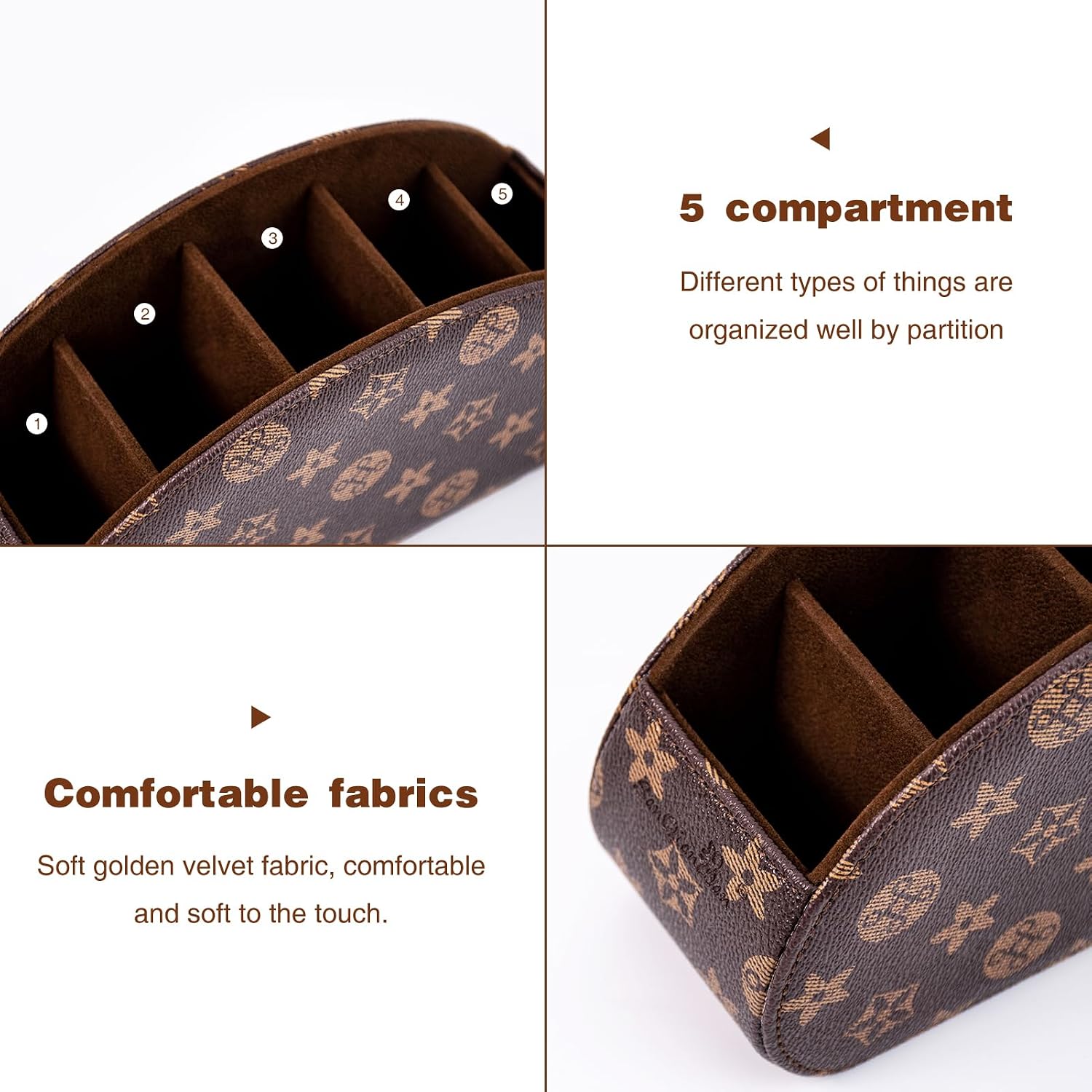 Remote Control Holders Organizer Box / Brown+khakif / S