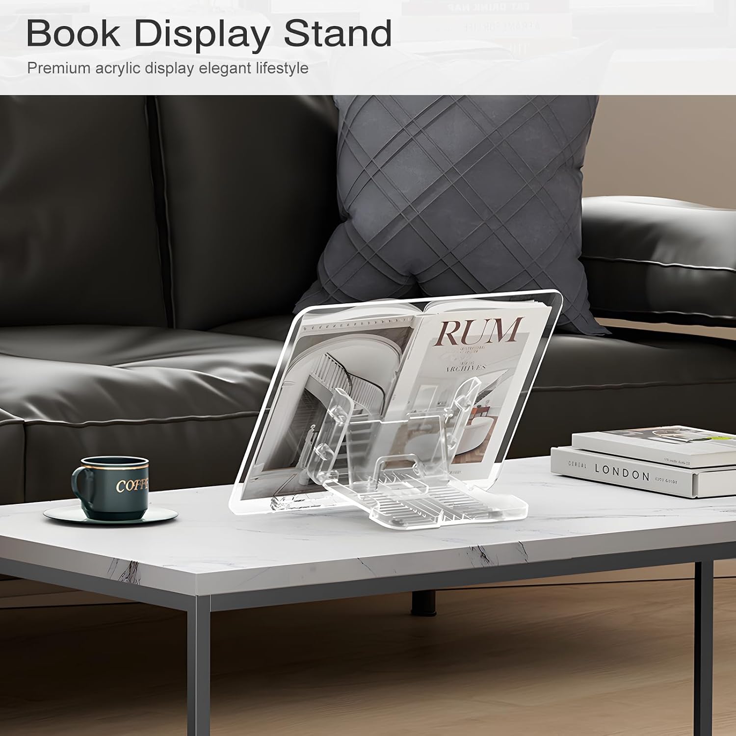 Acrylic Book Stand, Angle Adjustable Book Display Stand,Foldable Cookbook Stand, Lightweight Book Holder for Magazines