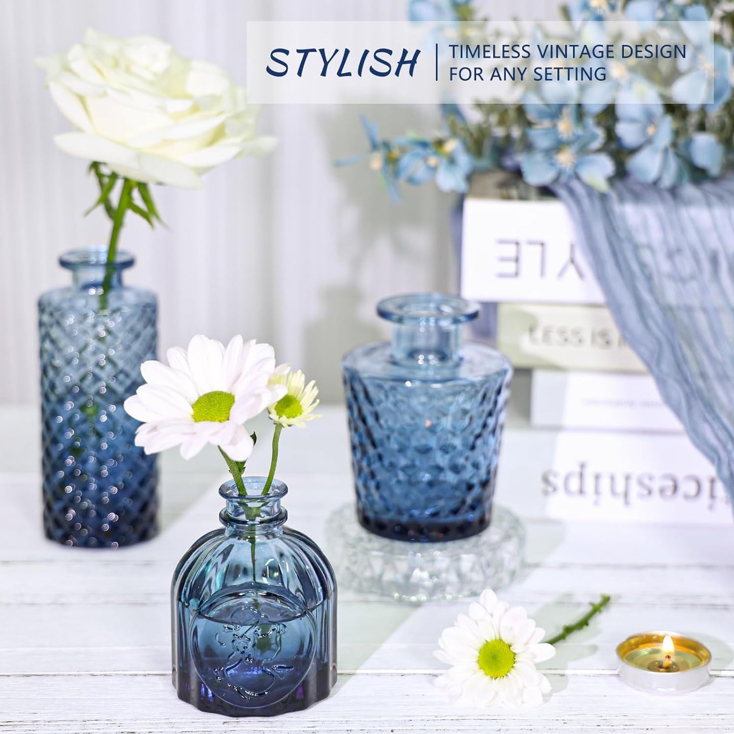 Glass Bud Vase / Blue / Set of 12