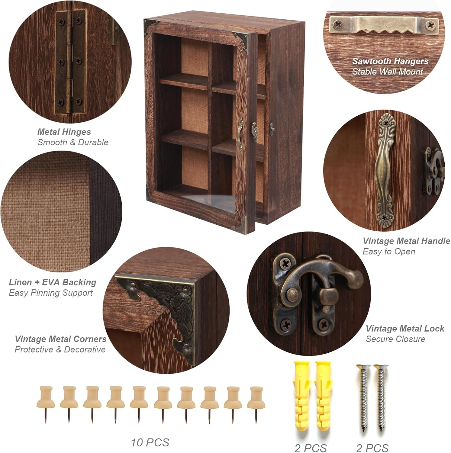 Shadow Box Frame 12x16, 4.7 inches deep, Display Case with Removable Shelves & 6 Compartments, Large Memory Box for