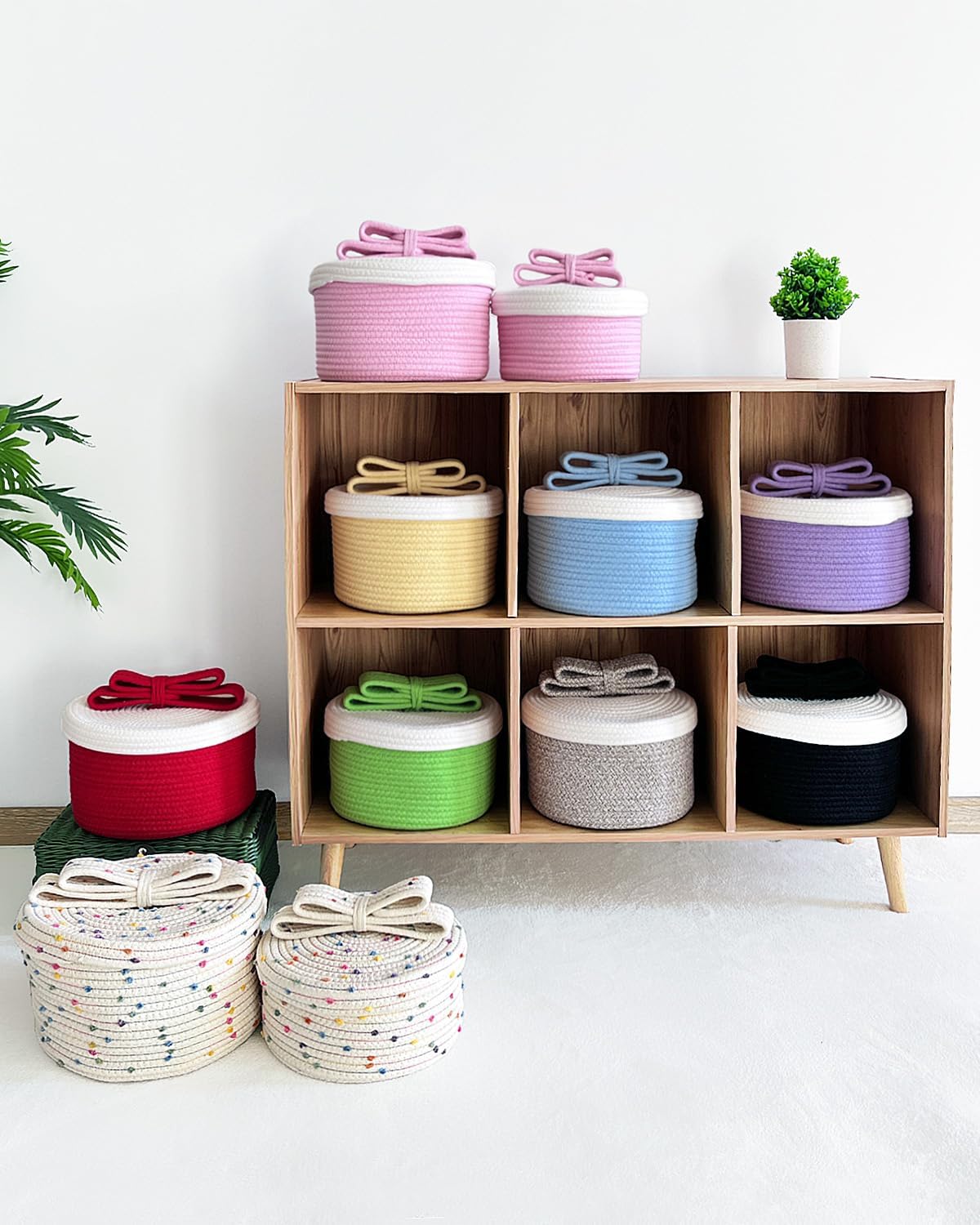 Small Woven Storage Baskets / Rainbow / S+L