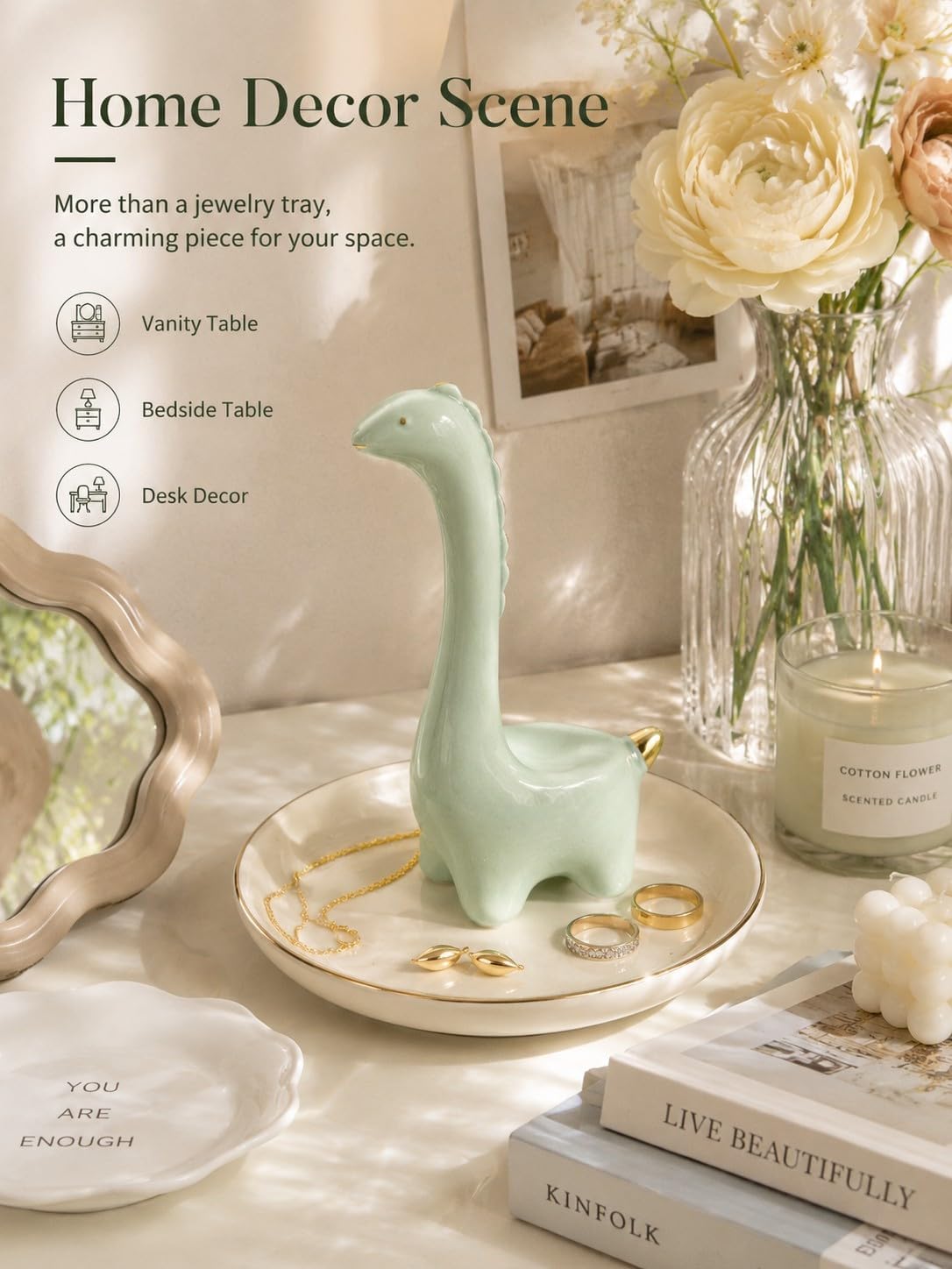 Ceramic Dino Trinket Tray for Rings Earrings Necklace Bracelet / Dinosaur