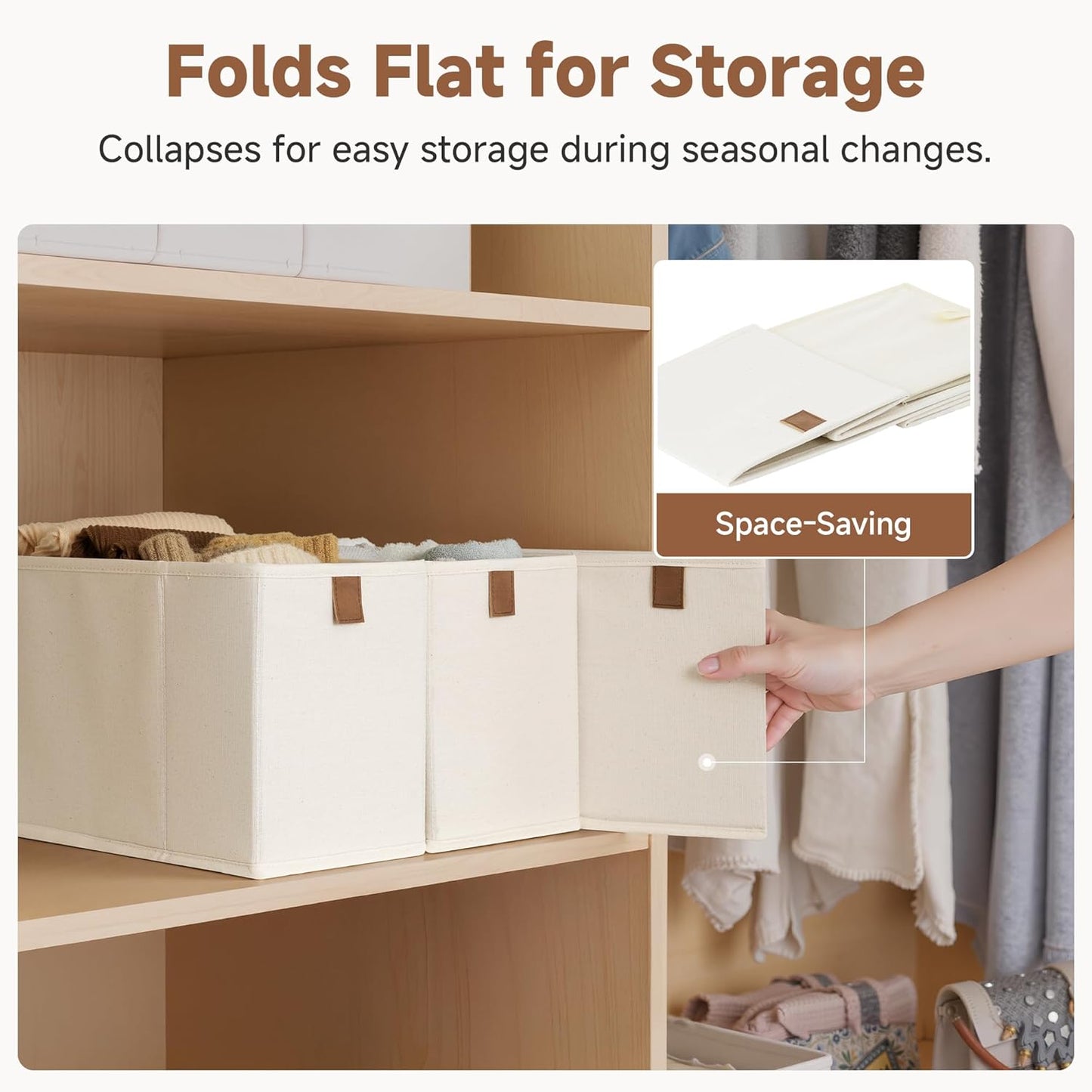 Small Storage Bins / Beige / 6.25'' Width / Set of 4