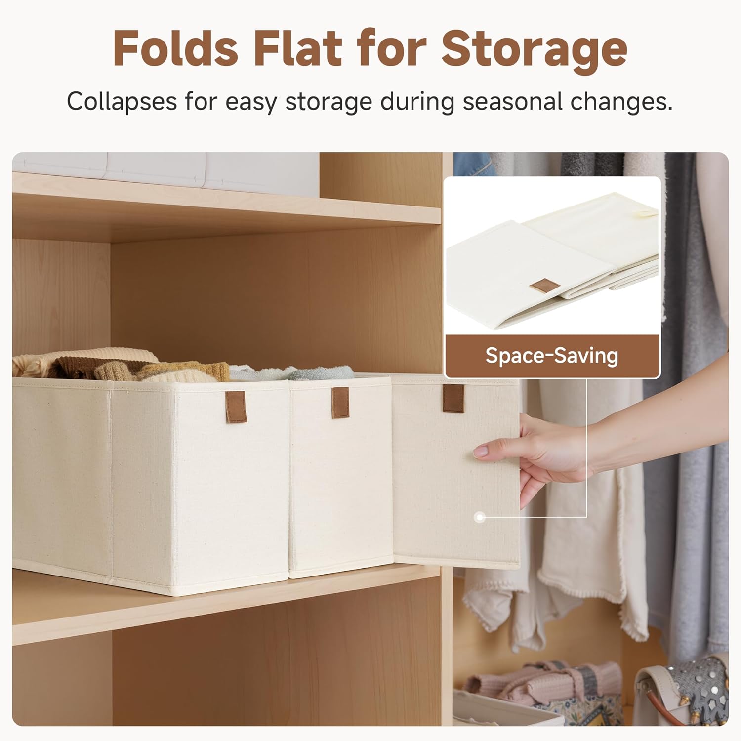 Small Storage Bins / Beige / 6.25'' Width / Set of 4