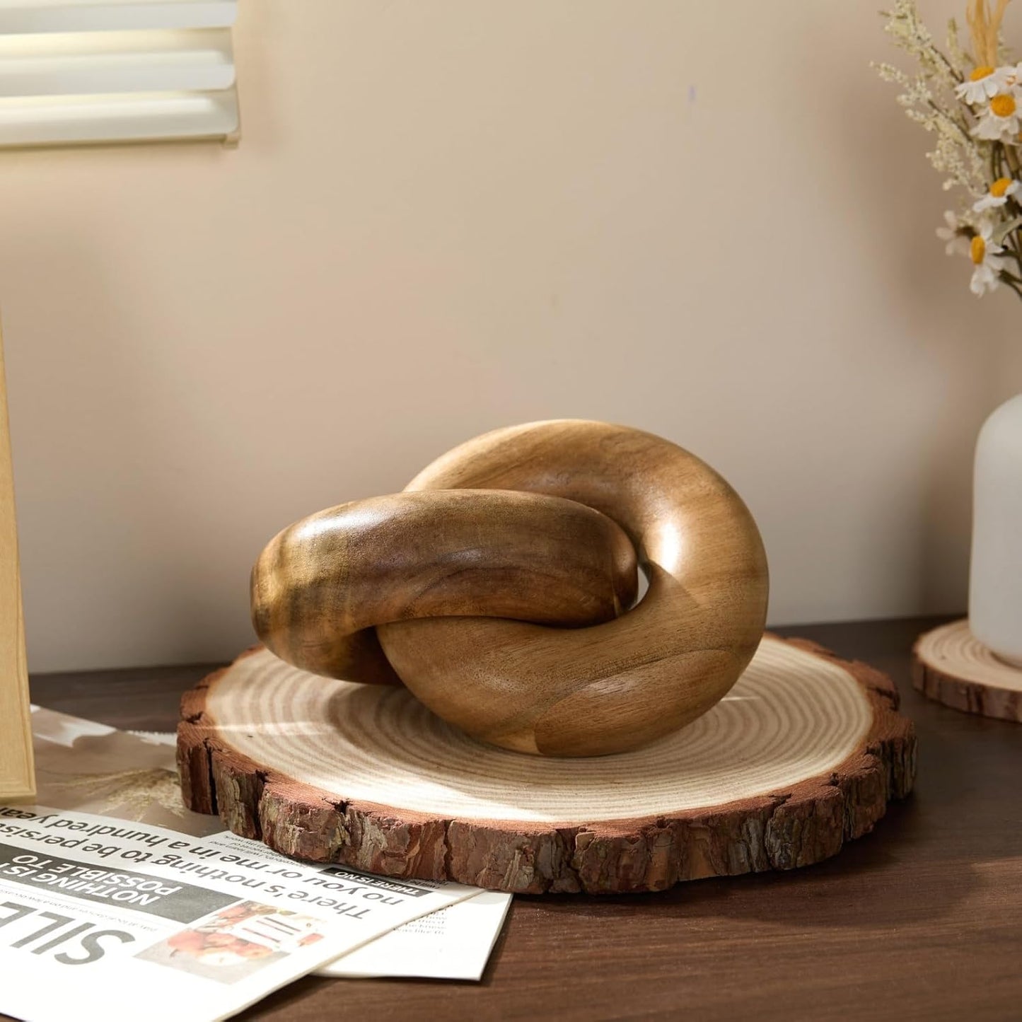 Wood Chain Link Shelf Decor / Acacia / Natural