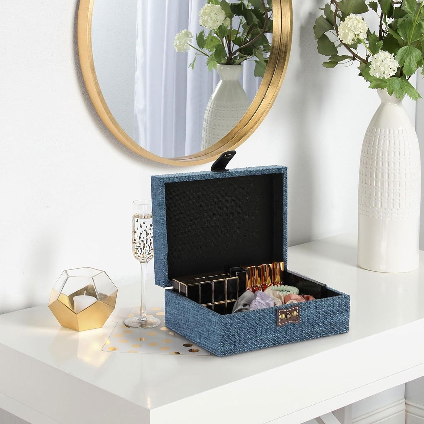 Wooden Decorative Trinket Jewelry Box / Medium / Blue