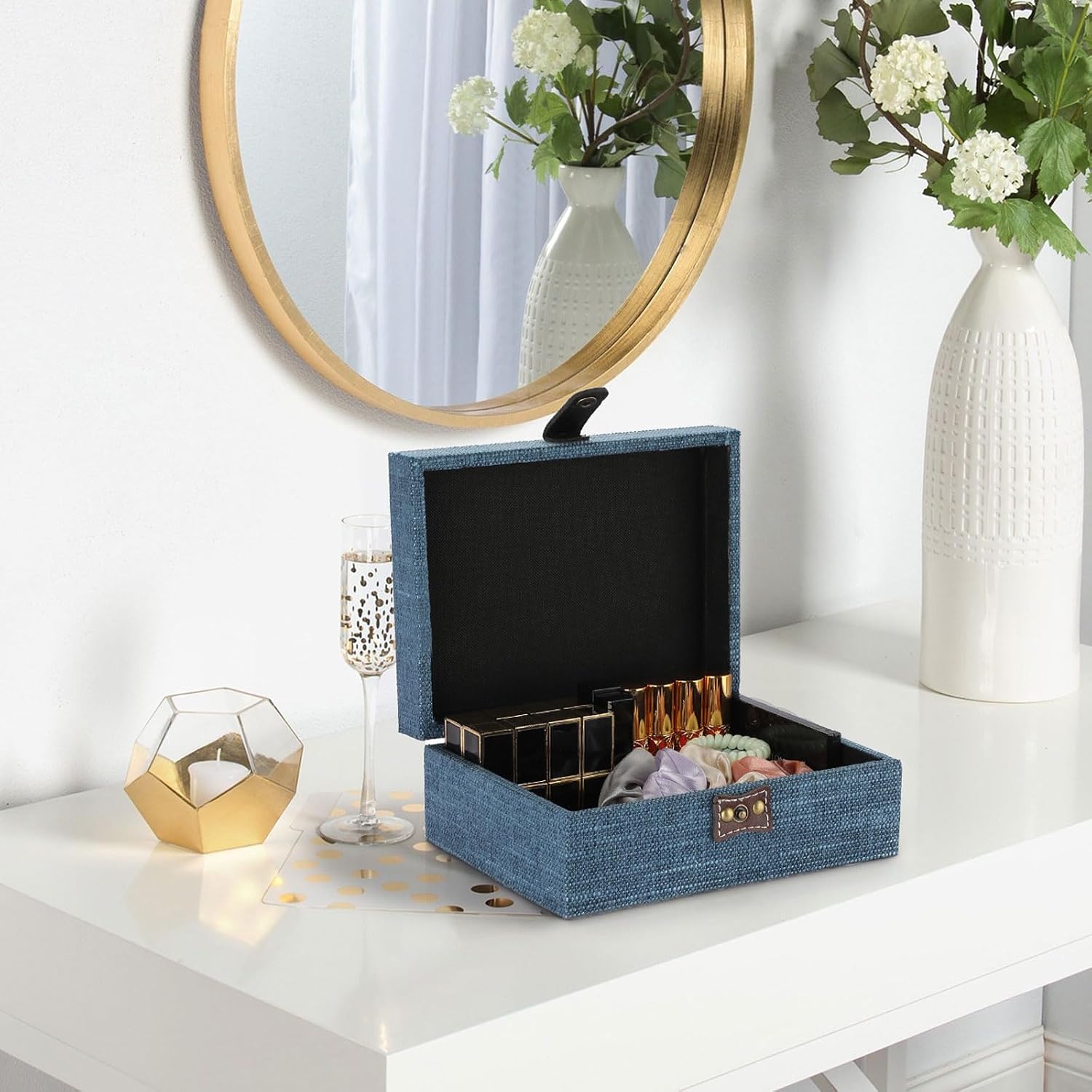 Wooden Decorative Trinket Jewelry Box / Medium / Blue