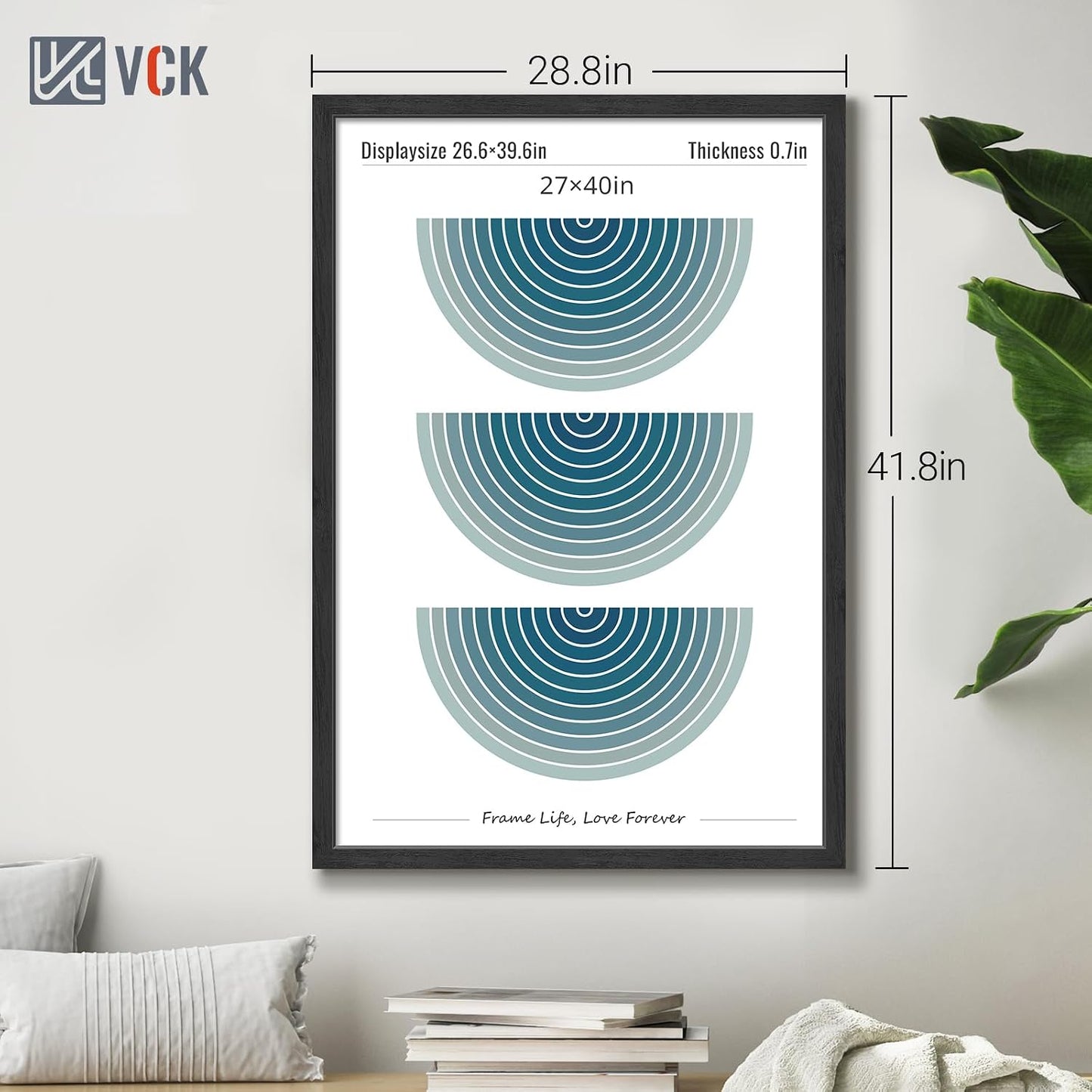 VCK 27x40 Inch Poster Frame Set of 3, Black Woodgrain, Wall Hanging | Wide Border, Exclusive Woodgrain, Shatterproof