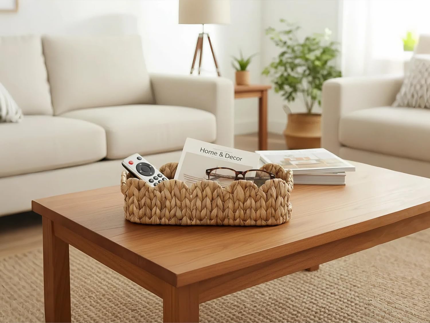 Scalloped Edge Wicker Basket for Toilet Paper Storage / Oval