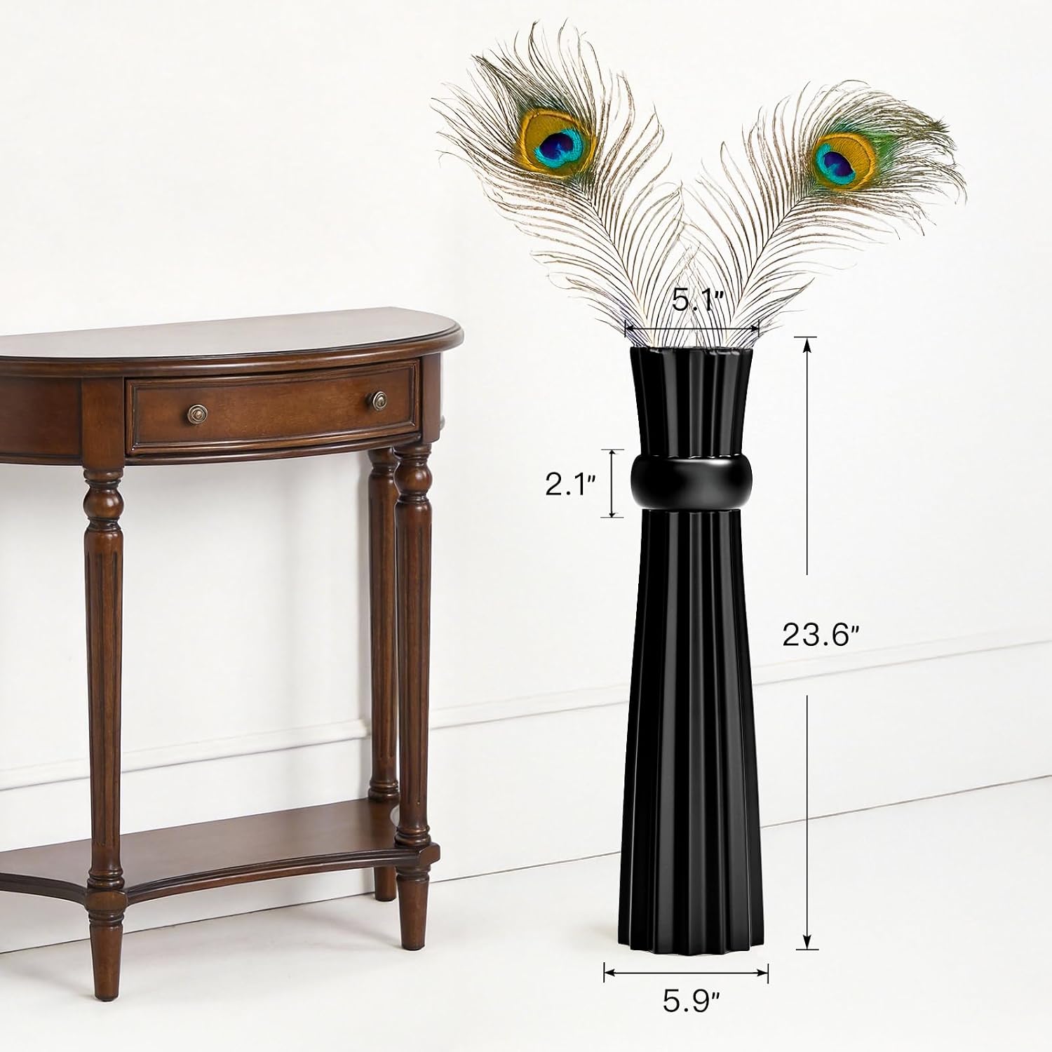 Tall Floor Vase / Black / 23.6 In