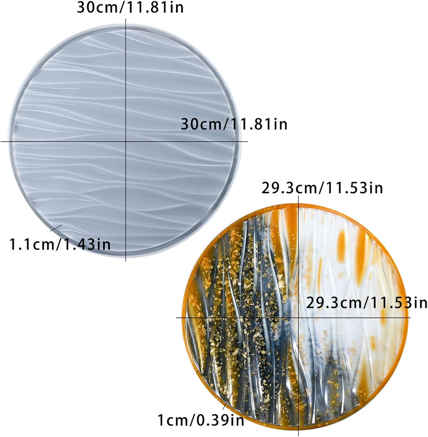 Big Round Resin Tray Molds / Big Round Wave Tray / 11.8 Inch