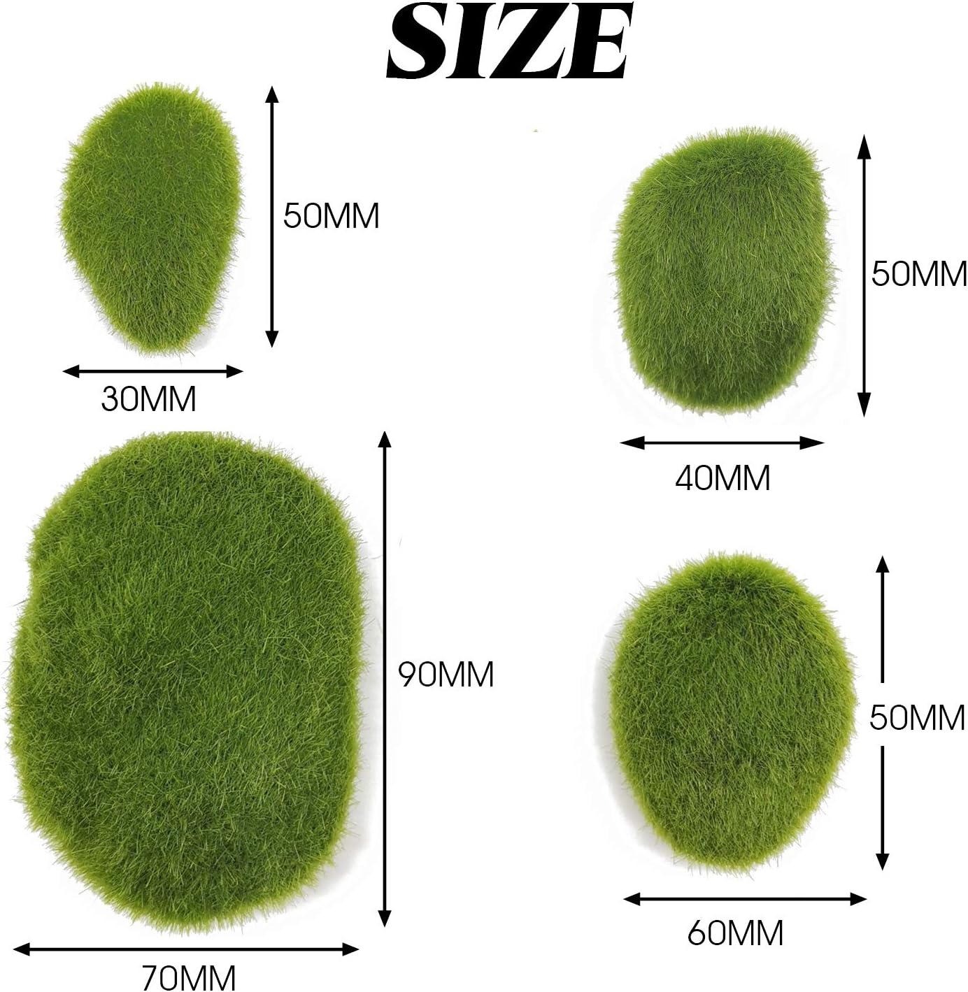 Artificial Moss Rocks / Green / Set of 40