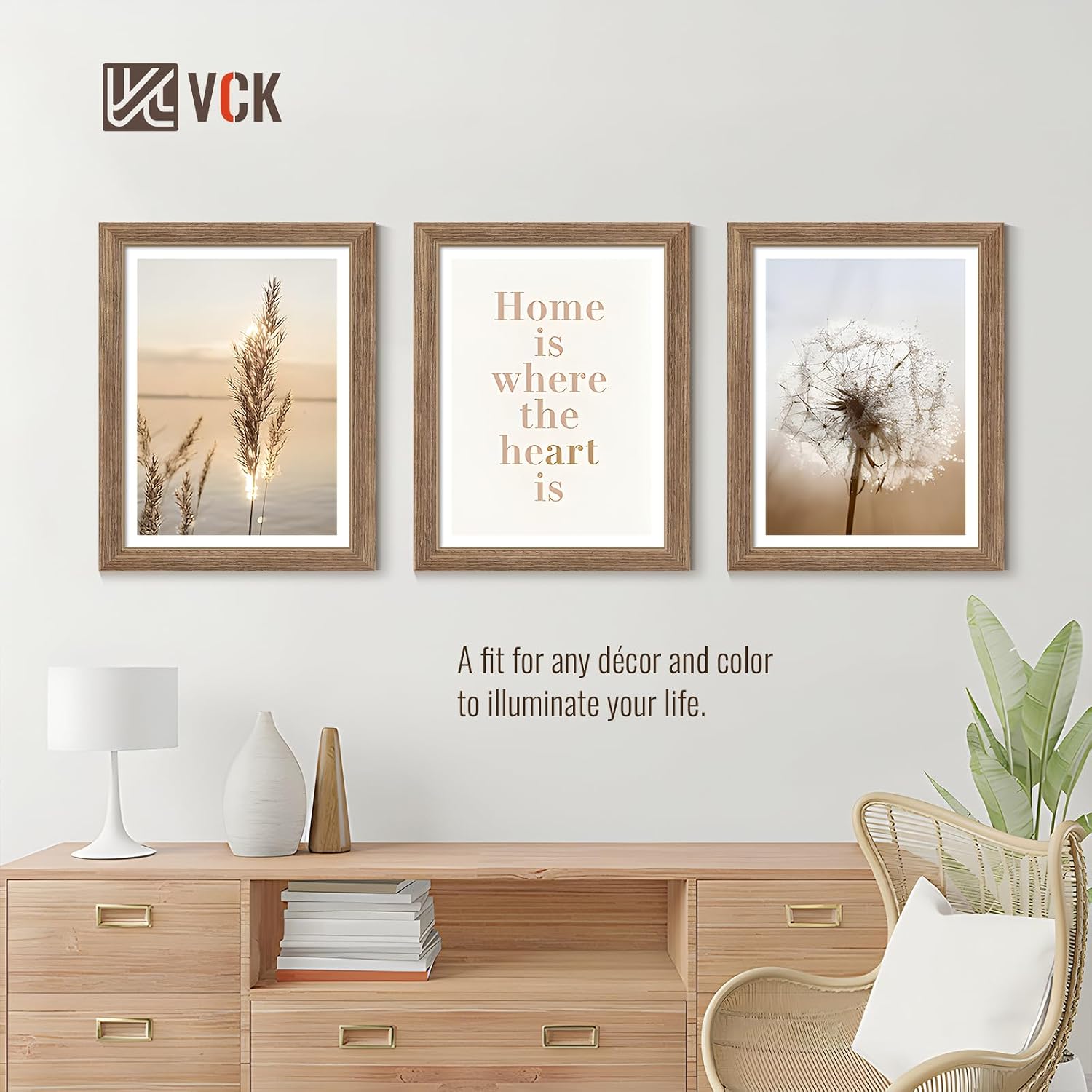 VCK 11x14 Picture Frame Walnut 4 Pack, Wide Thick Wood Border, for Prints | Exclusive Woodgrain, Wall Hanging, HD