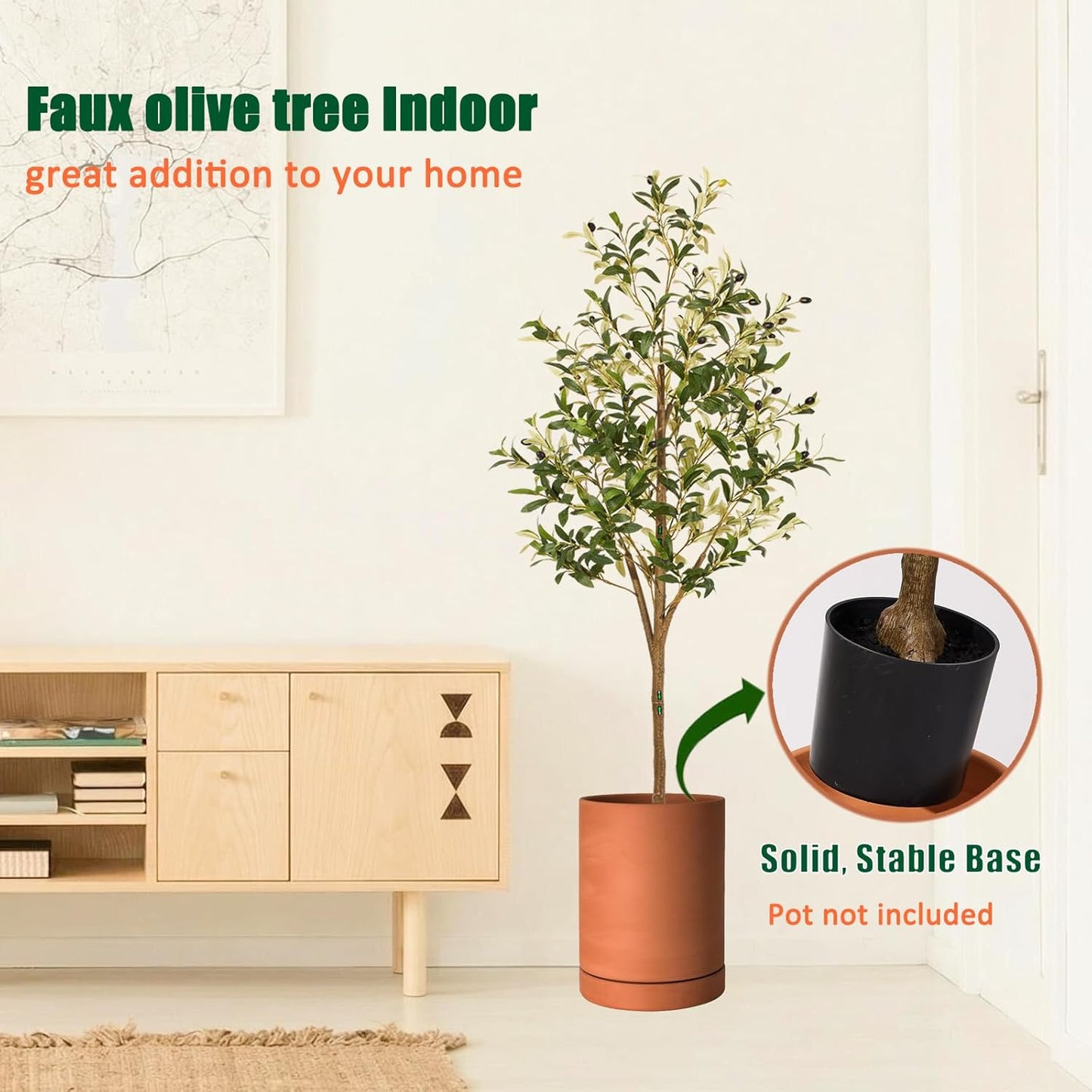 Faux Olive Tree Feet Fake Plants / 5ft / 5 Inch