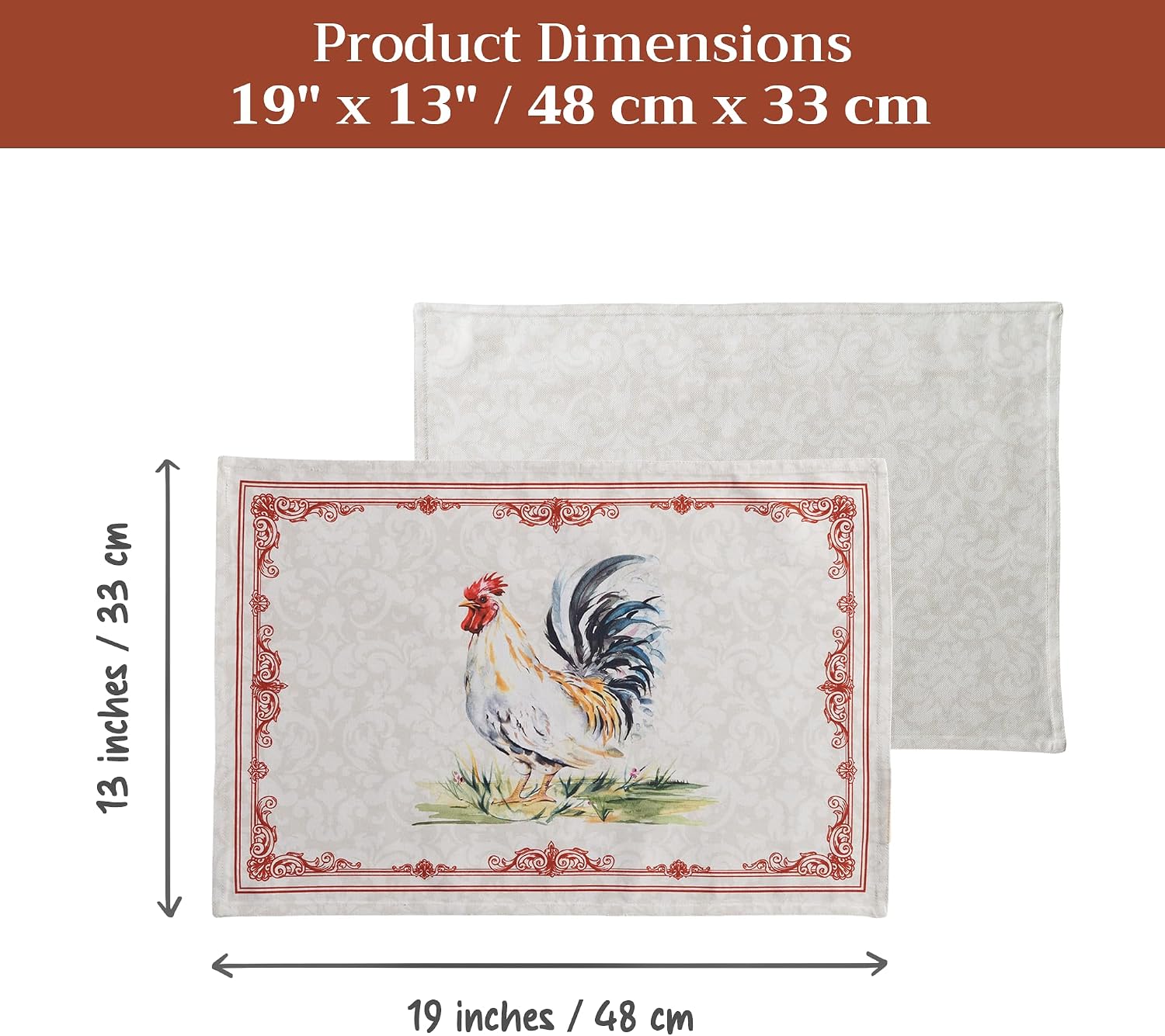 Maison d' Hermine Placemats Set of 4 Reusable 100% Cotton (13"x19") | Cloth Place Mats Washable Table Mats for Kitchen