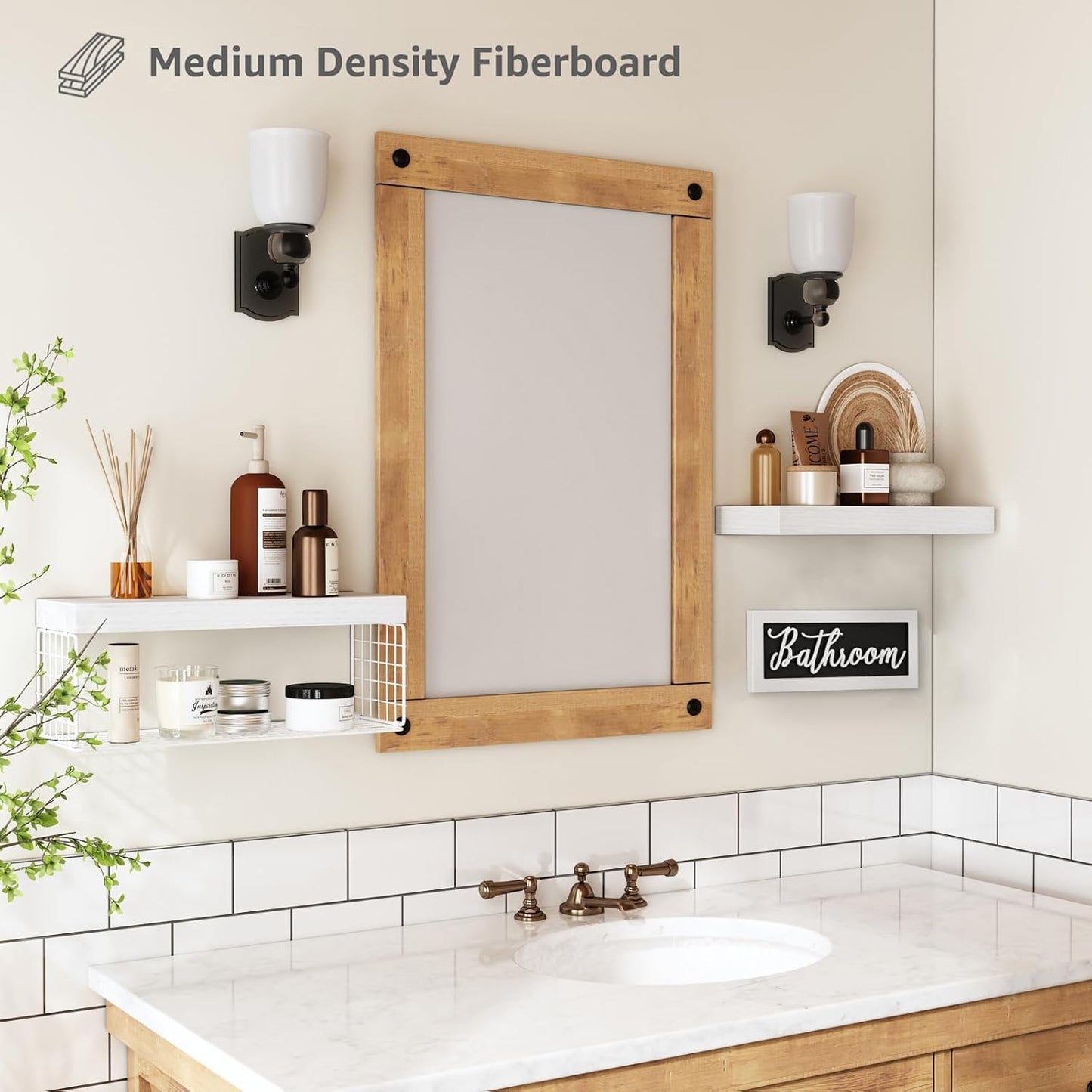 QEEIG ‎Bathroom Shelves Over Toilet - Paper Storage Wall Mounted Farmhouse Decor Decorations Aesthetic Décor Sign Small