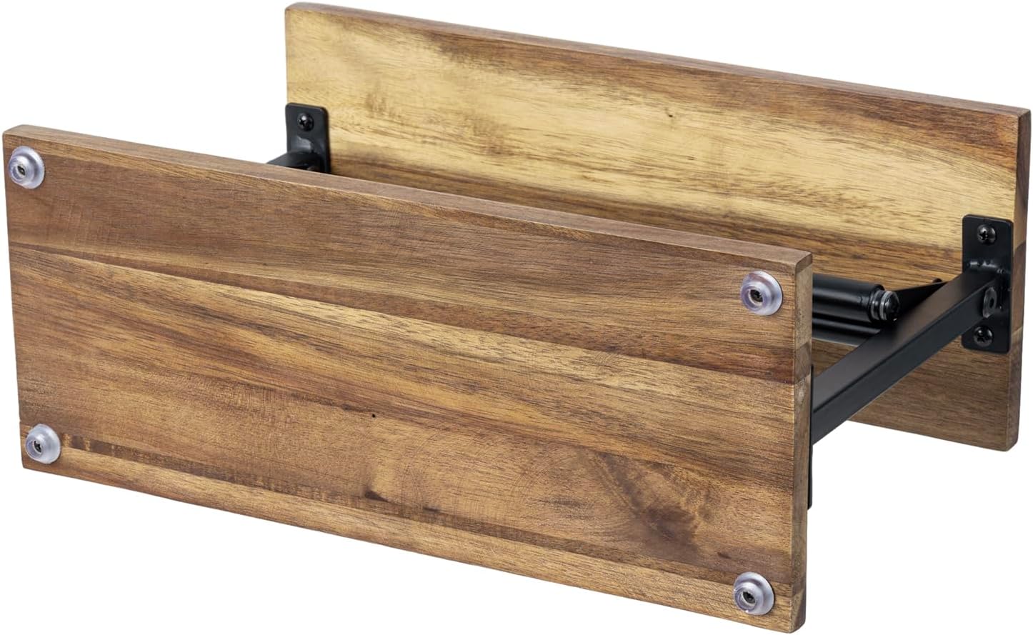 MyGift Acacia Wood Paper Towel Holder, Black Metal Frame & Top Shelf | Acacia wood holder keeps paper towel rolls