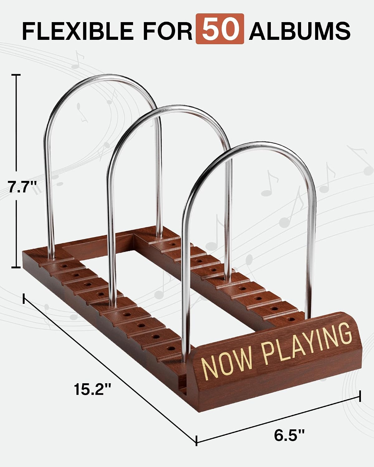 BS-VOG Now Playing Vinyl Record Holder Storage Fits 50 LPs, Gift Package | Display Your Now Playing Record, Assembles