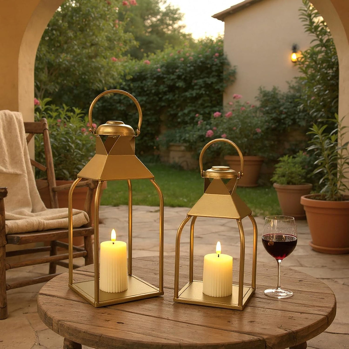 Decorative Metal Lanterns Indoor Outdoor, Candle Holder for Porch, Patio, Fireplace, Floor, Wedding, Christmas, Fall