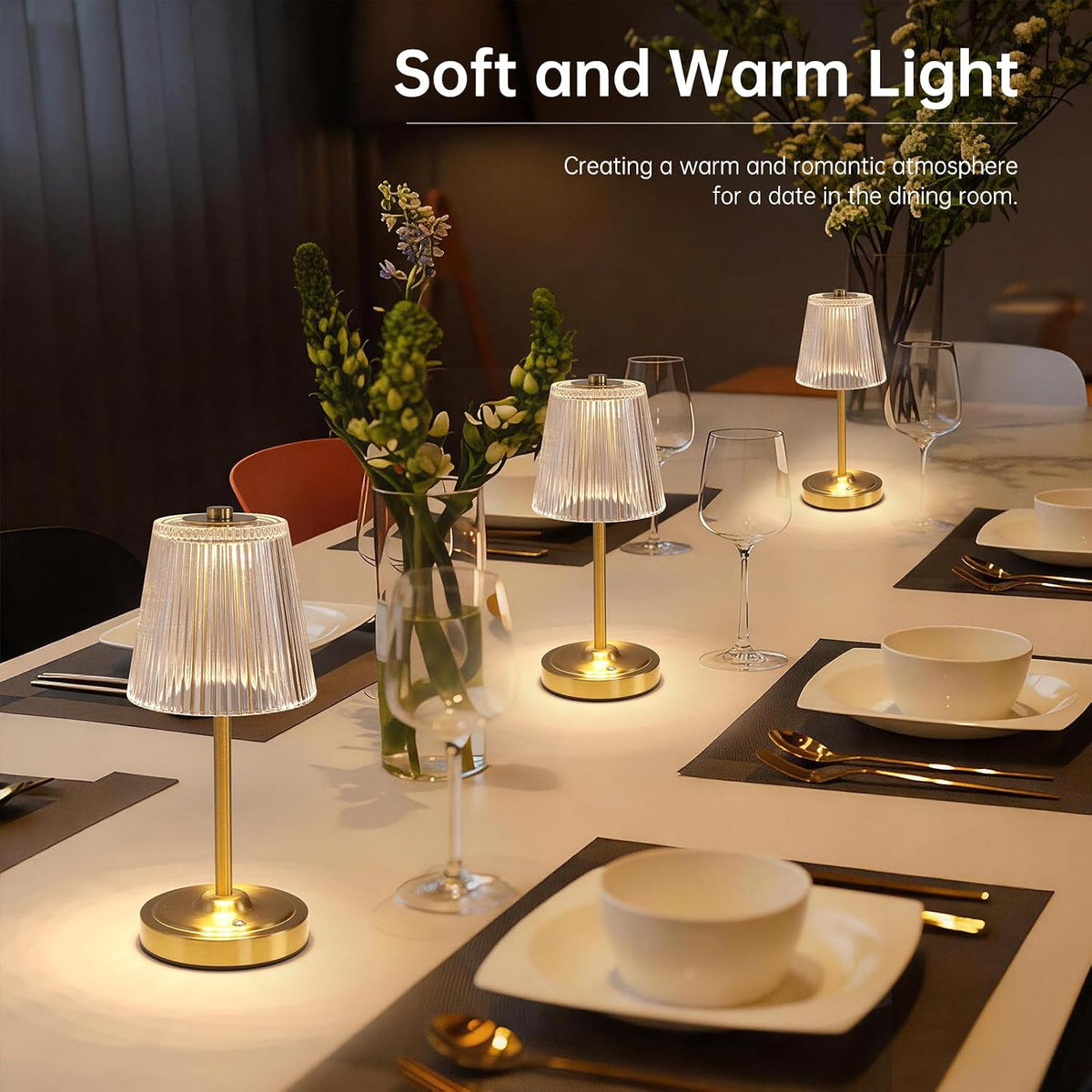 Shenmoyl Set of 2 Cordless Touch Table Lamp with 5200mAh Battery - 3 Adjustable Color Temperatures & Dimmable