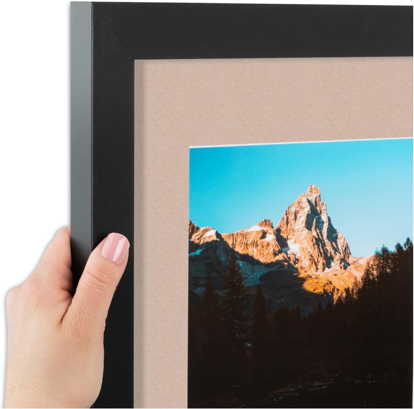 ArtToFrames Collage Picture Frame 3 Opening 3-8x10 Photo Frame | Made in USA | Black Frame Grey Beige and Black Mats