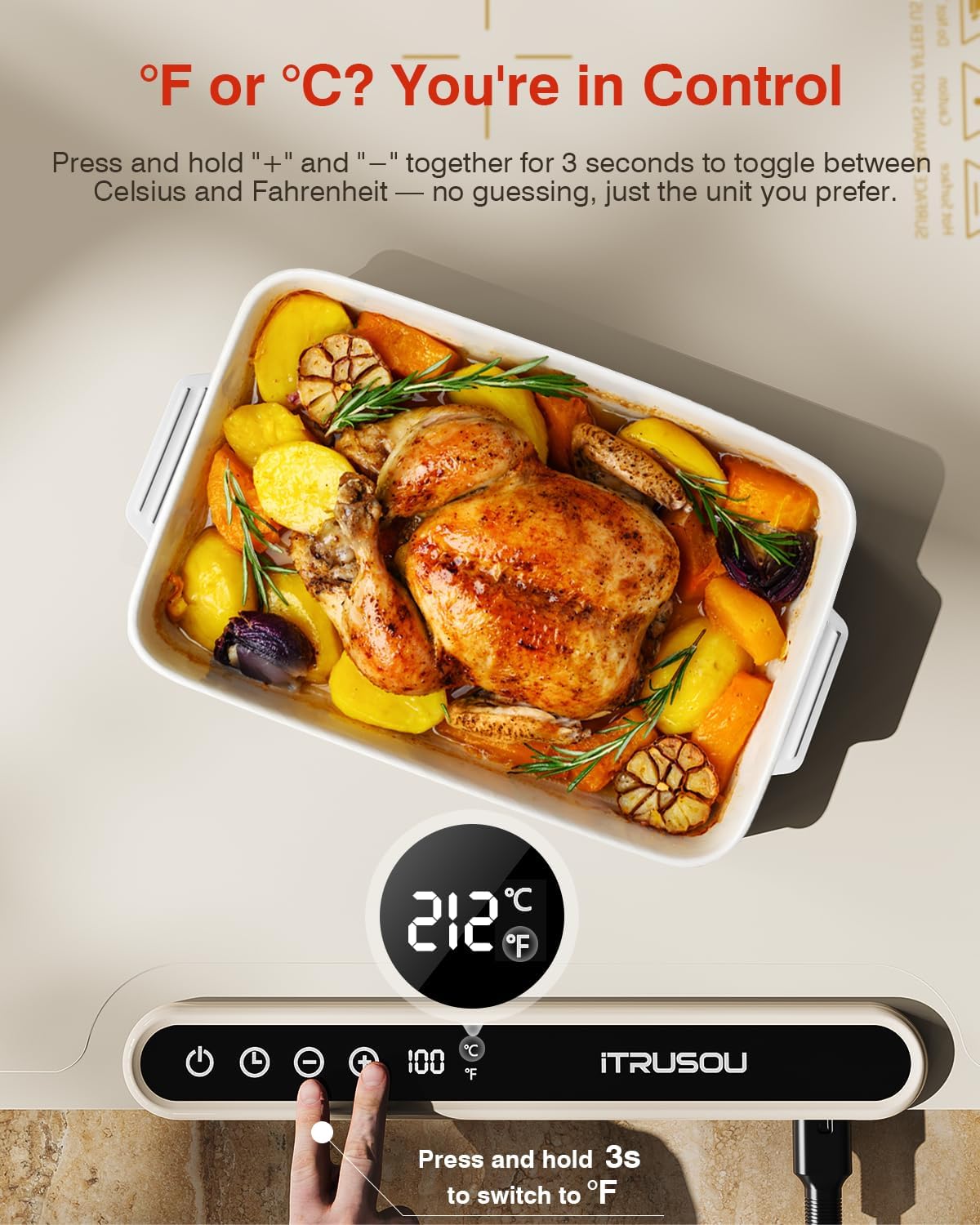 Electric Warming Tray 99H Continuous Heat / 25 x 16 / 120V / Beige