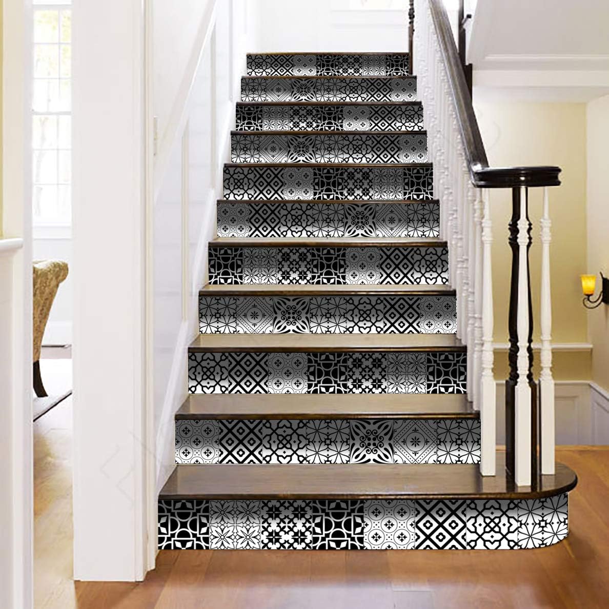 White Tile Stickers Peel and Stick Tile Stickers 24 PC Set backsplash Tile Decals / 4 x 4 / Black