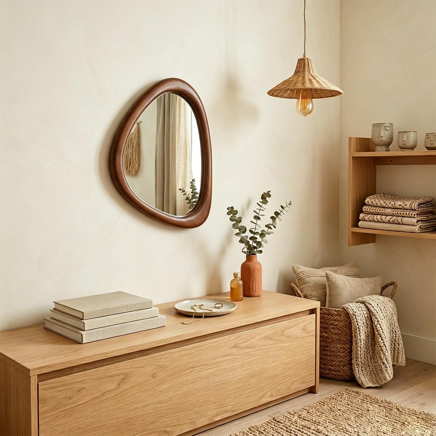 15 * Asymmetrical Wood Mirrors / Black Walnut / 15"L x 10"W / 10 Inch