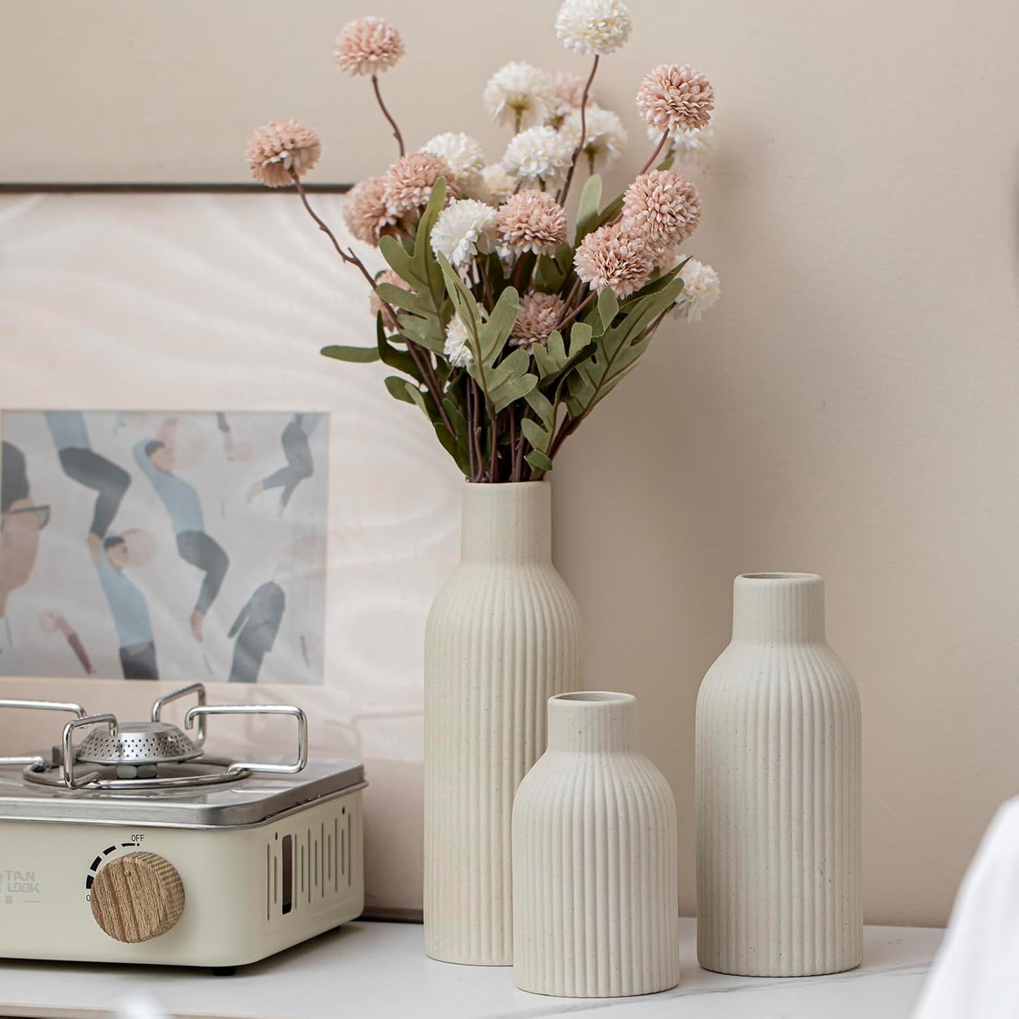 Modern Ceramic Vases / Beige / Set of 3