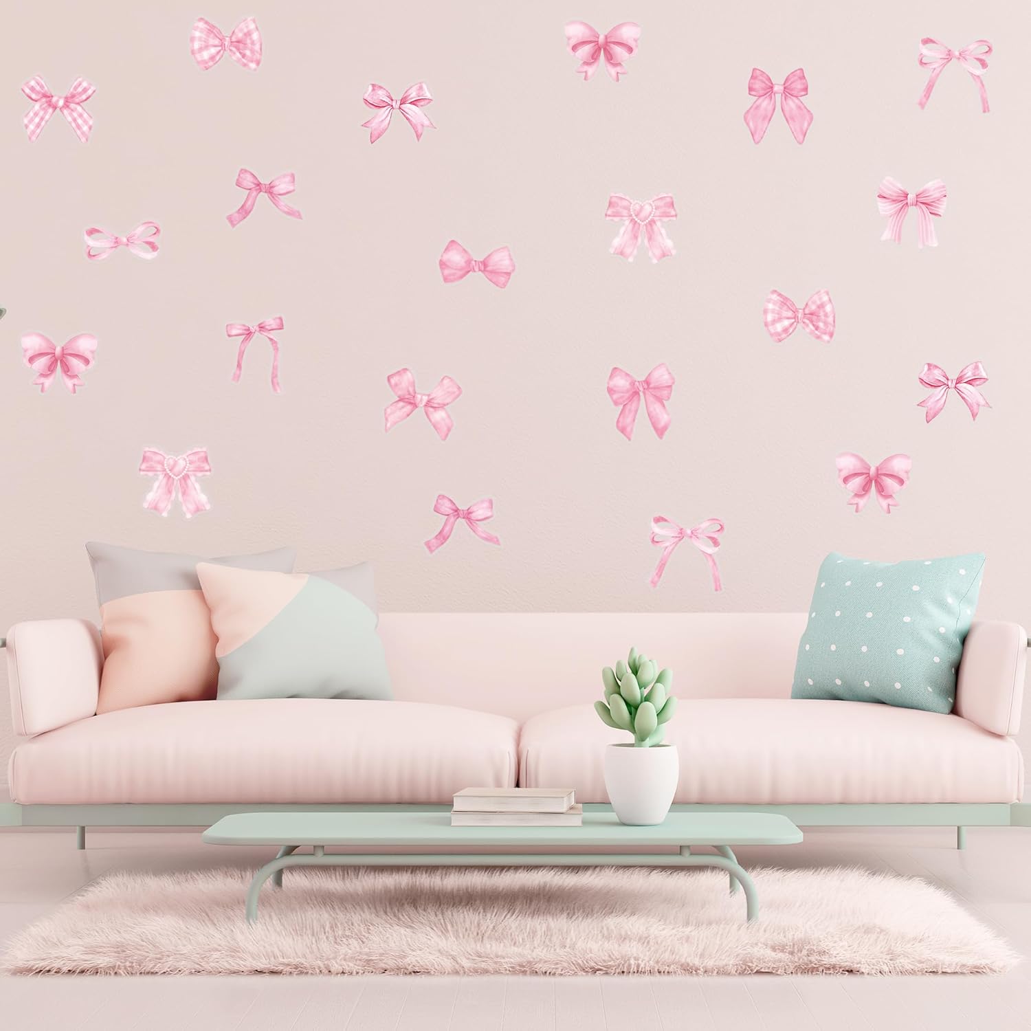 Bowtie Decal Wall Stickers / Pink Bow / Set of 60