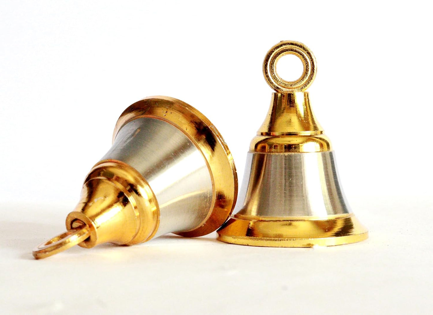 Solid Brass Pooja Bells with J Hook Home Decor Christmas Bell Wall Hanging Jingle Bells Ornaments New (24, Golden &