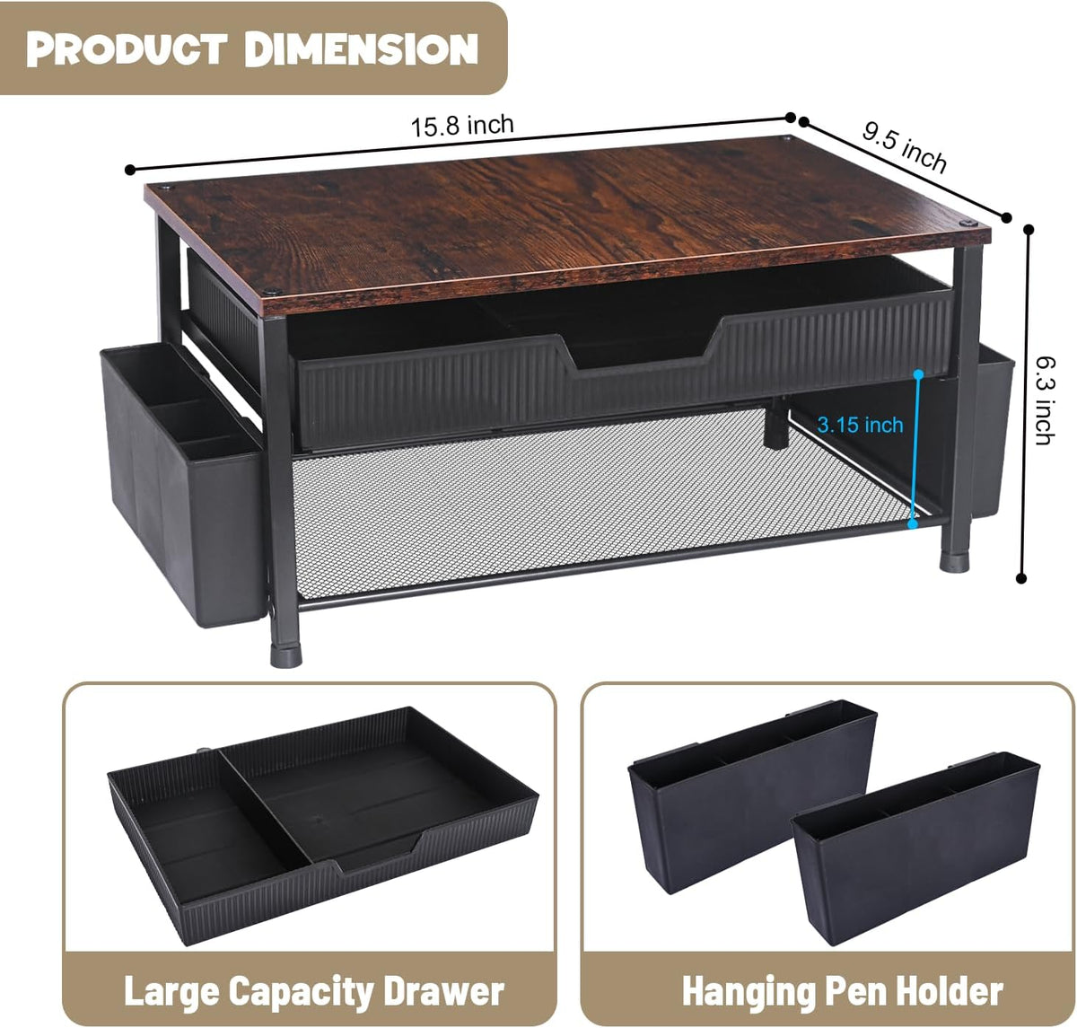 Printer Stand for Desk, Desk Organizer with Storage, Desktop Printer Table for Home Office, Multi-Purpose Shelves for