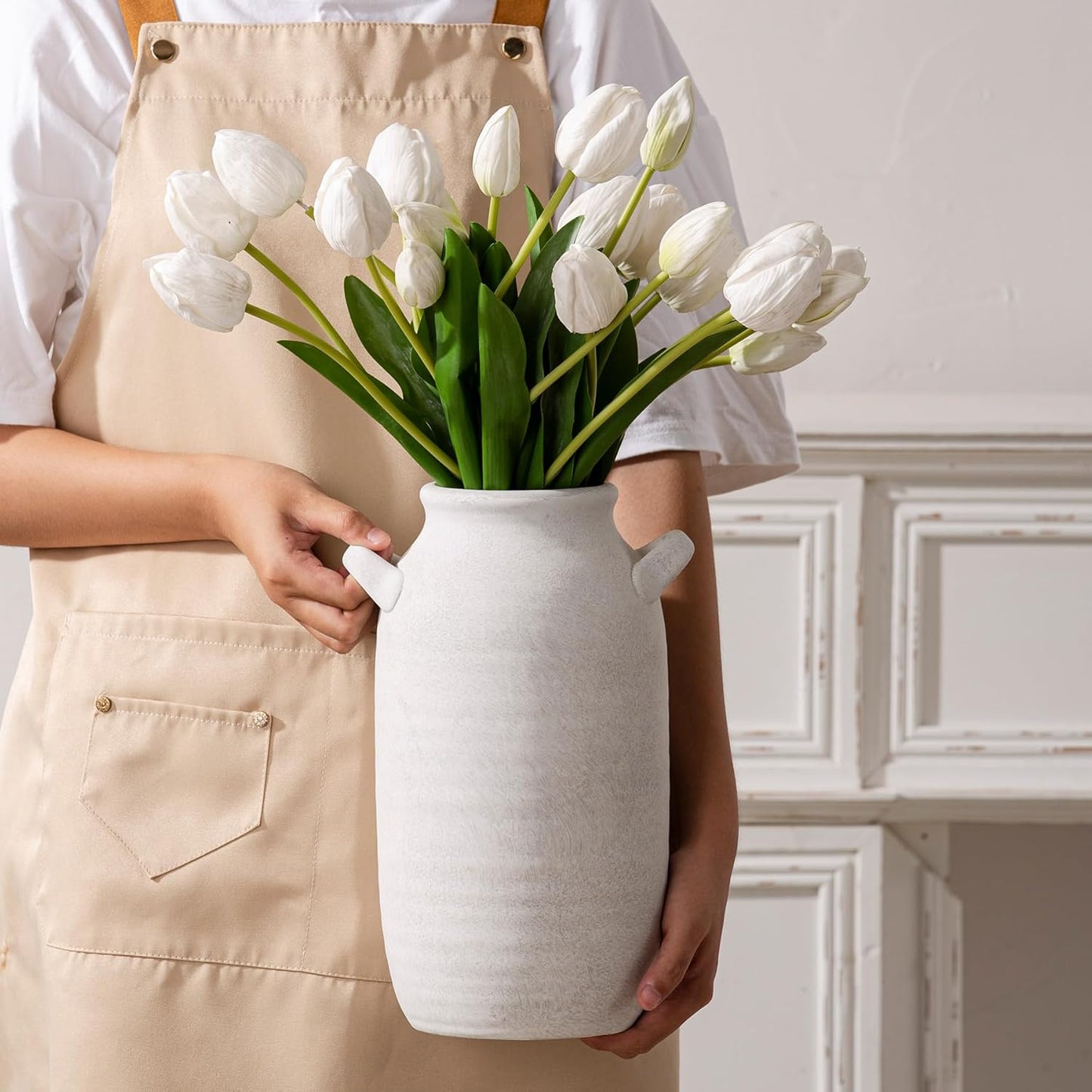 Tall Ceramic Farmhouse Table Vases / 12" Rustic