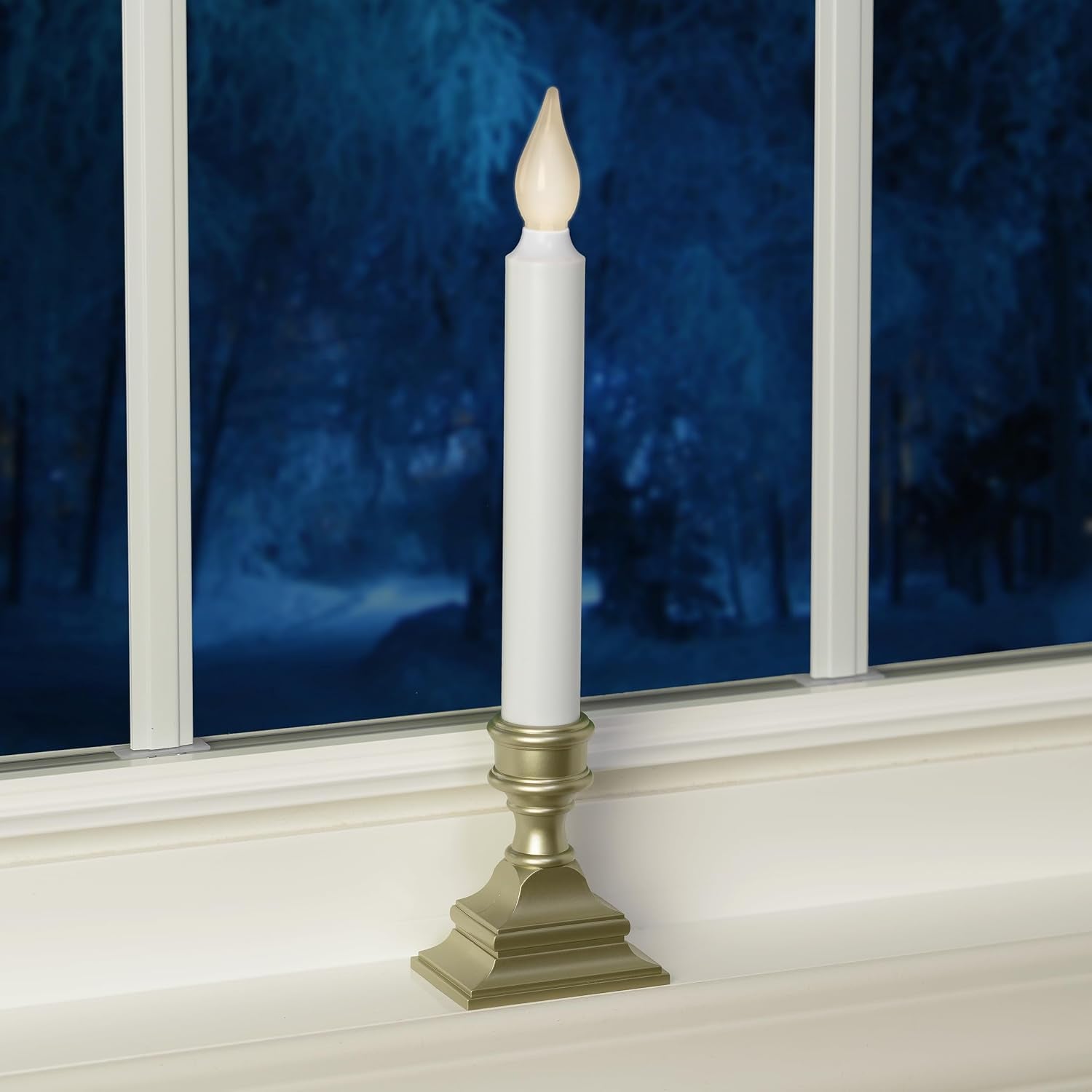 Bright White LED Battery Operated Window Candles Remote Control | Adjustable Timer, Flicker or Steady Light, Weighted