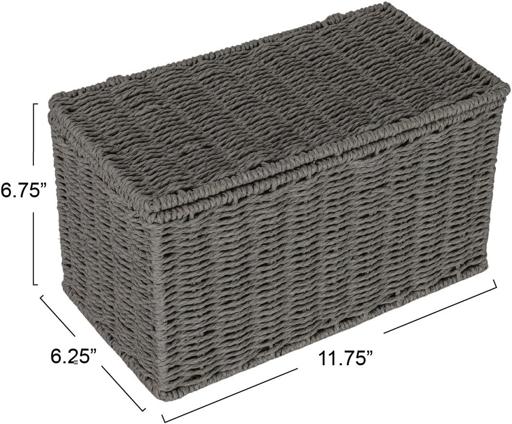 Handwoven Paper Rope Wicker Basket / Grey / Small