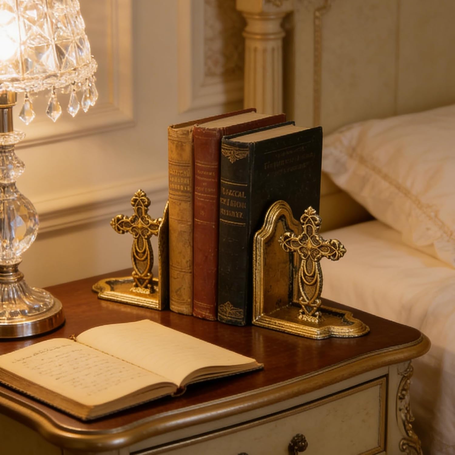 Catholic Book Ends / Gold / Set of 2