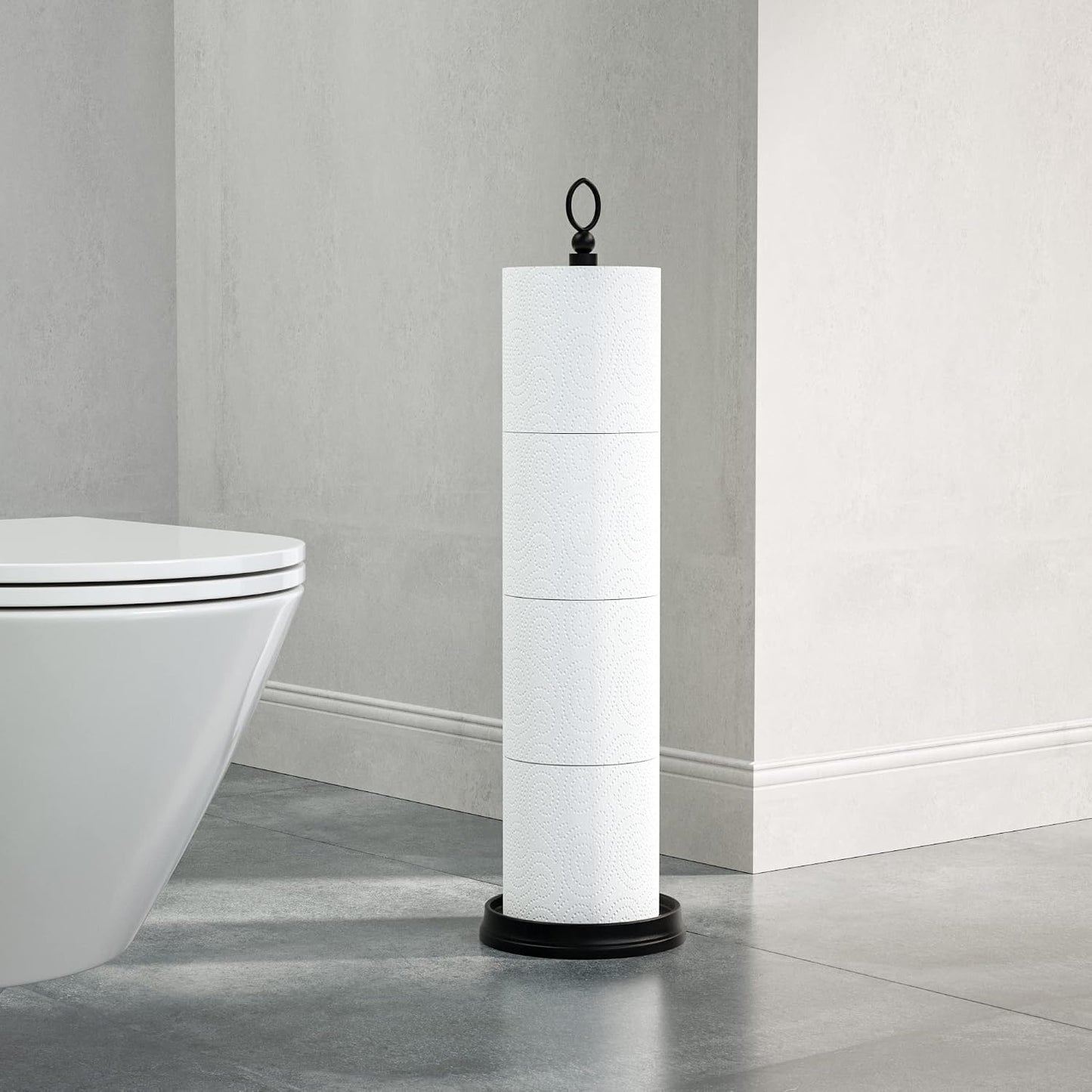 ROLABAM Toilet Paper Holder Stand with Reserve Function, Free Standing Toilet Paper Holder for Bathroom, Space Toilet 4