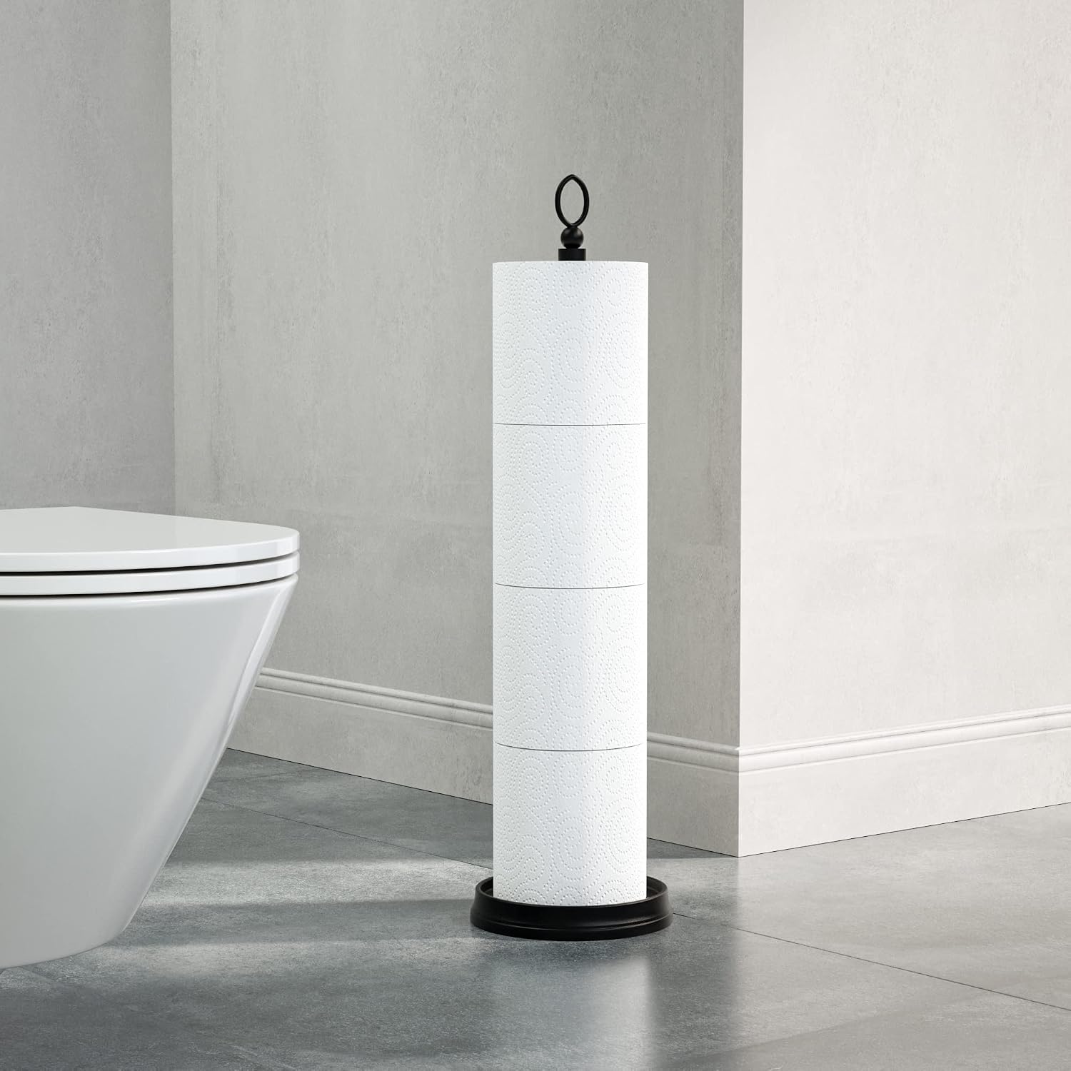 ROLABAM Toilet Paper Holder Stand with Reserve Function, Free Standing Toilet Paper Holder for Bathroom, Space Toilet 4