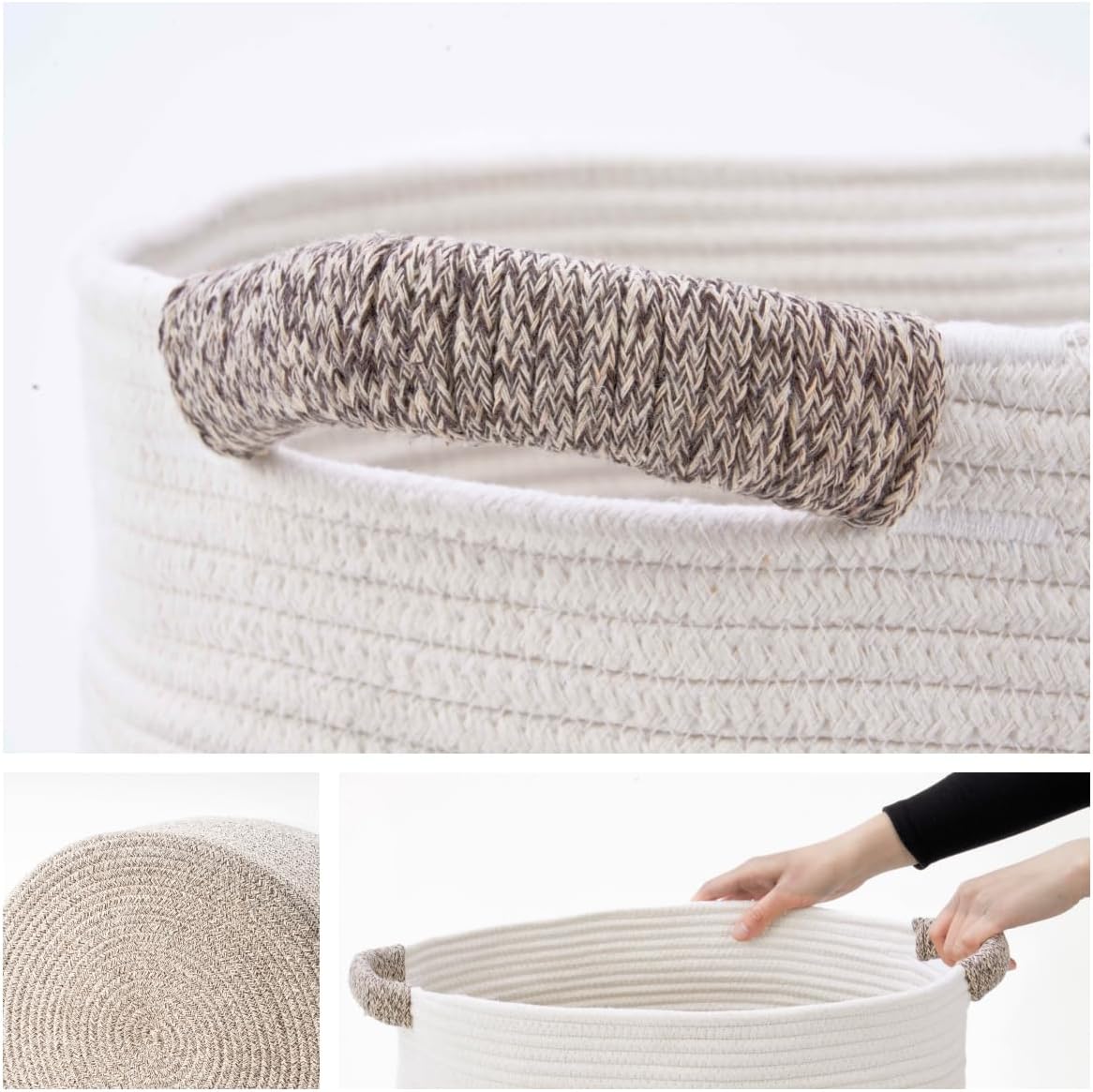 Blanket Basket / Pillows & Laundry / White/mixed Brown / 16 x 16 x 14