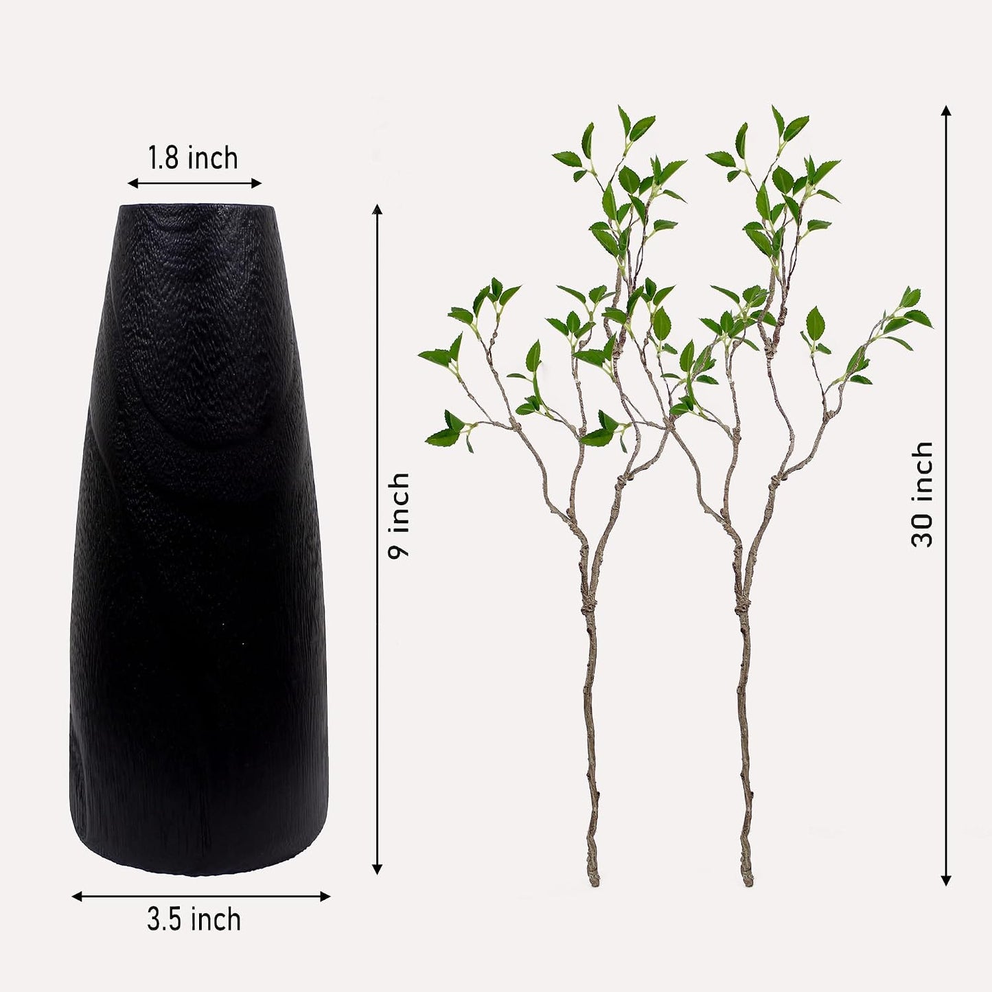 30" Bendable Artificial Greenery Stems Faux Plants Indoor for Vase Filler Table / No Vase / Set of 2
