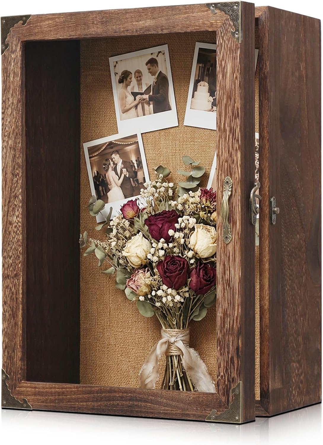 Shadow Box Frame 12x16, 4.7 inches deep, Display Case with Removable Shelves & 6 Compartments, Large Memory Box for