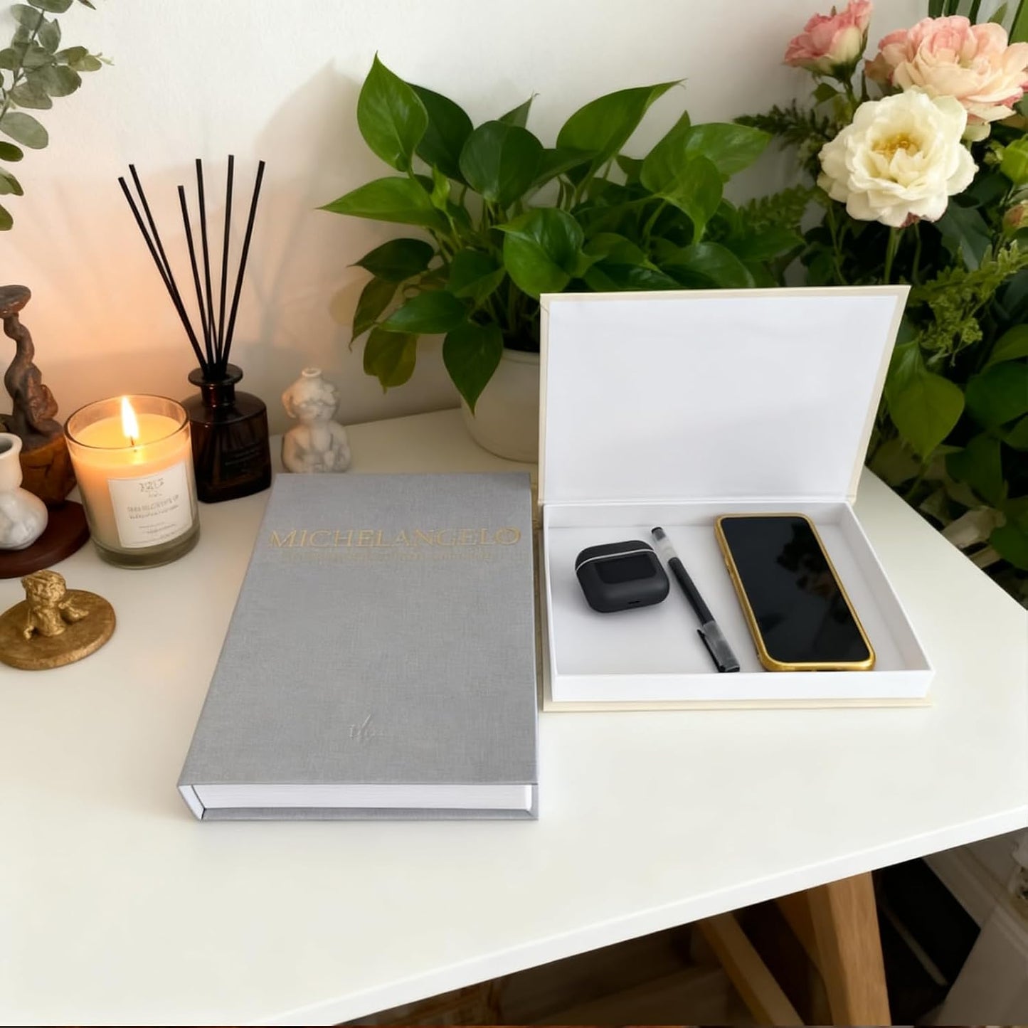 Decorative Books Boxes / Beige-gray / Set of 2