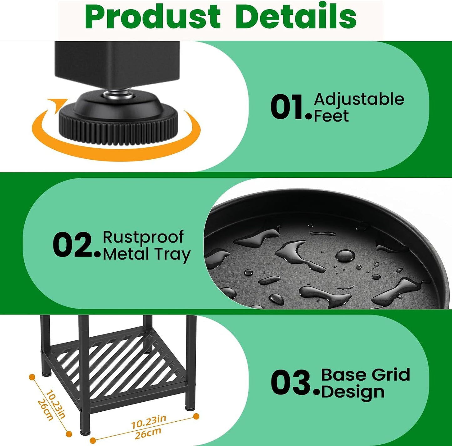 TOSKING 5-Tier Metal Plant Stand Indoor, Anti-Tip Corner Shelf, Black, 47in | Wide base and heavy-duty shelves hold